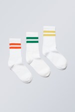 Gelb/Grün/Rot - 3er-Pack Sportsocken mit Streifen - 0