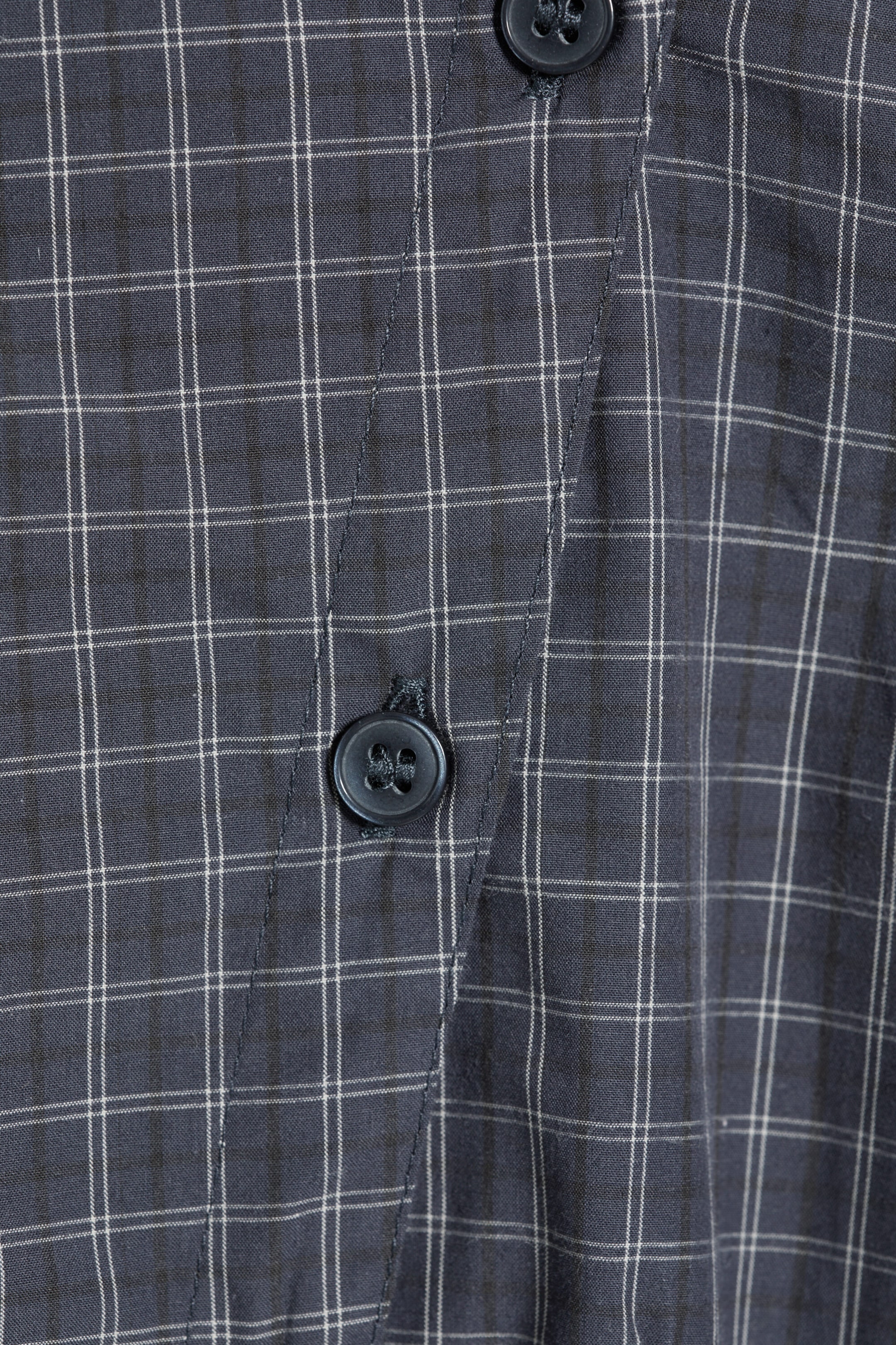 Checked Dark Blue - Asymmetric Buttoned Funnel top - 2