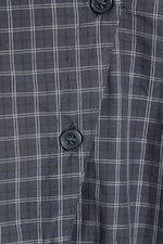 Checked Dark Blue - Asymmetric Buttoned Funnel top - 1