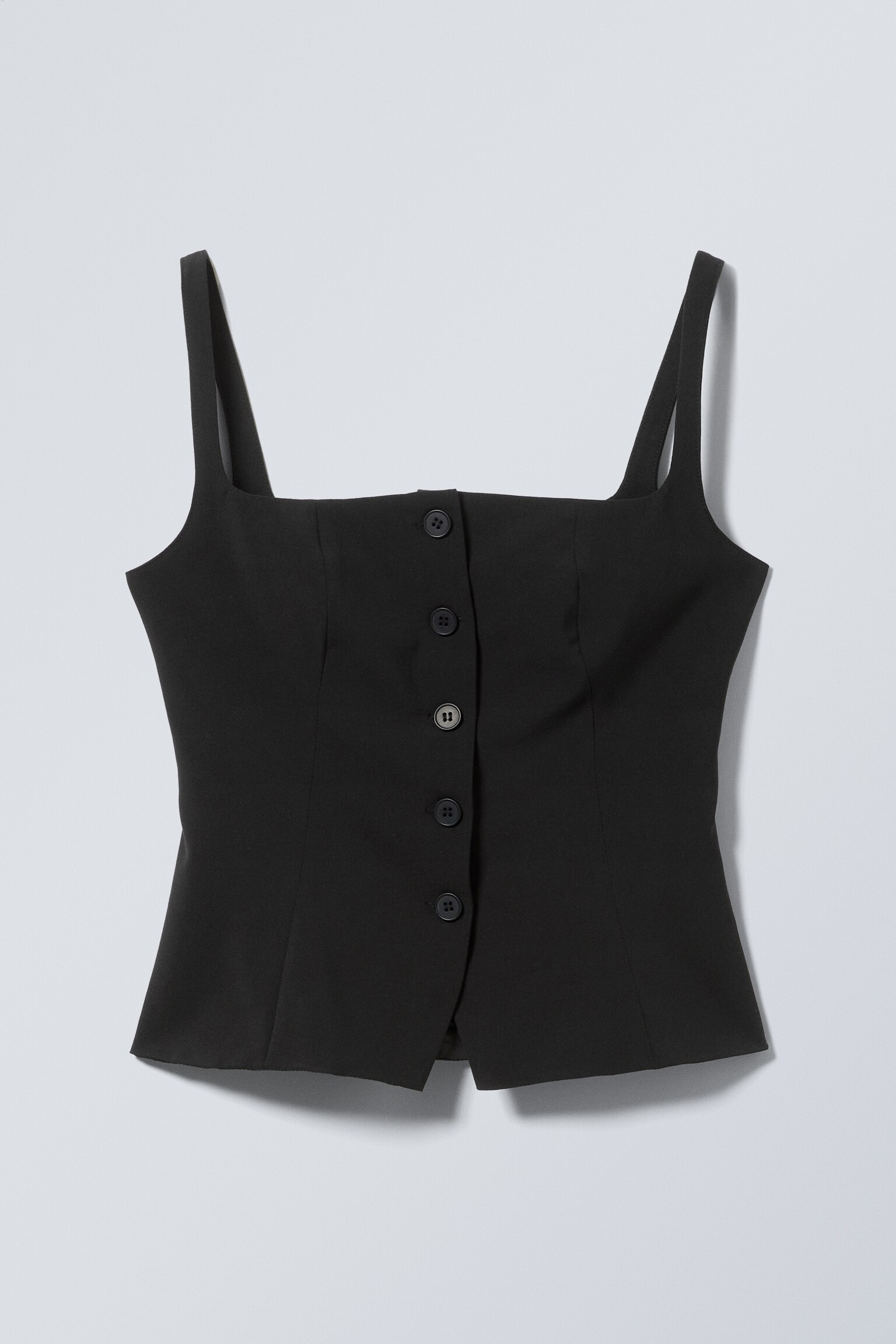 Top tipo chaleco de escote cuadrado - Negro/Topo oscuro a cuadros