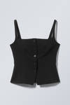 トップス notconventional square neck gilet square neck waistcoat top - Black | Weekday WW