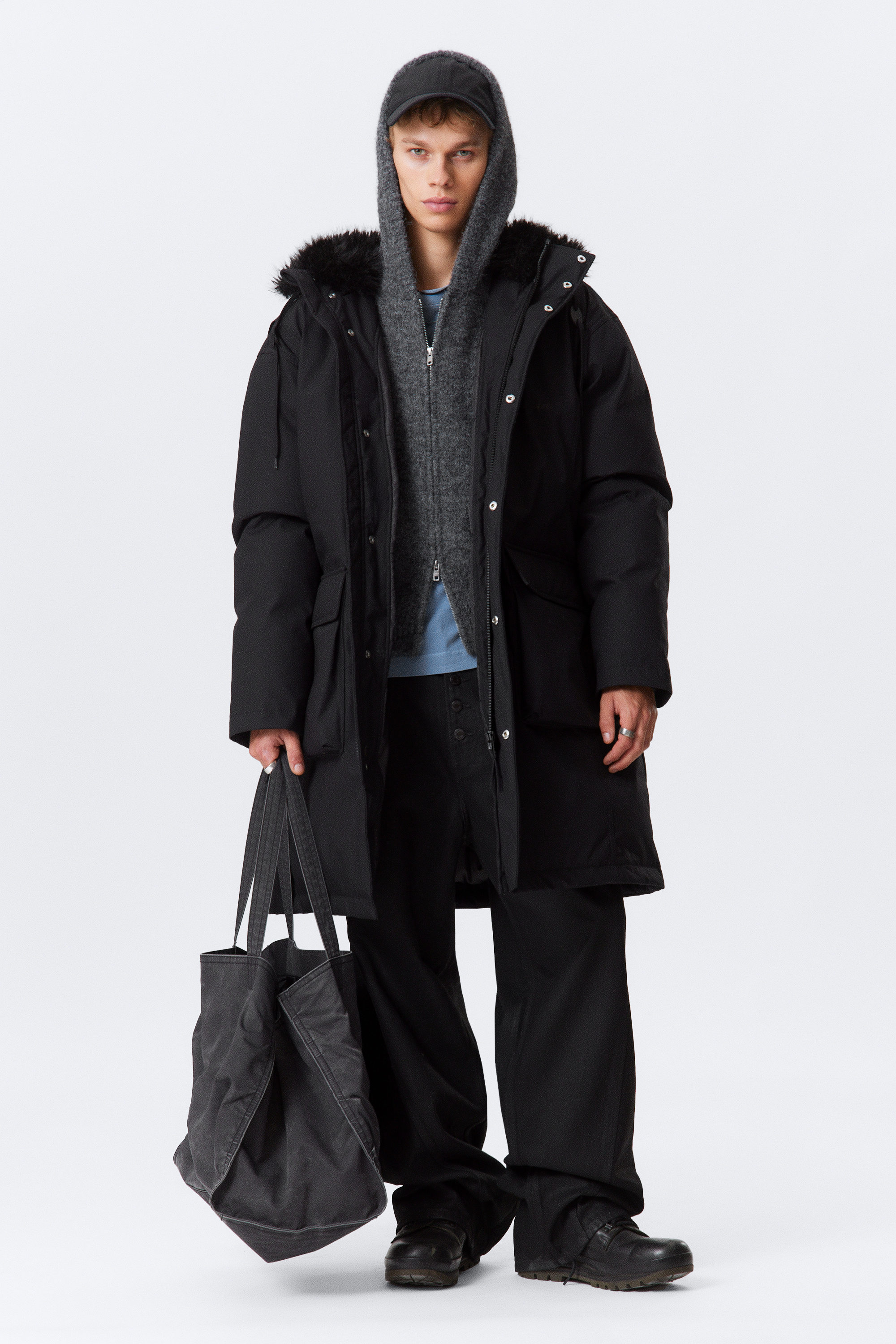 Black - Oversized Padded Parka - 1
