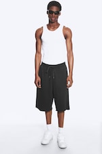 Tvättad Svart - Baggy jersey skate shorts - 0