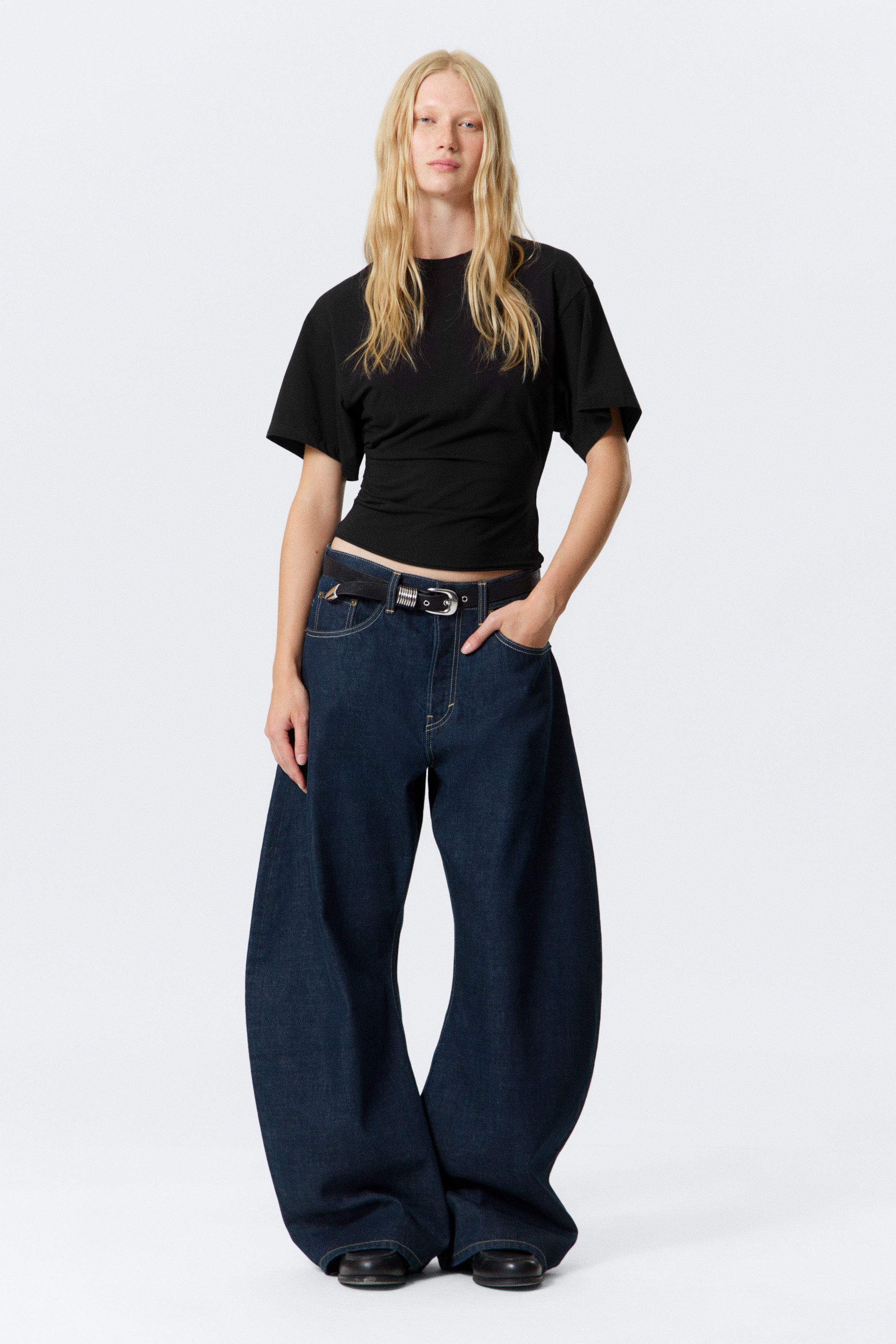 Noir - T-SHIRT AJUSTÉ DRAPÉ - 2