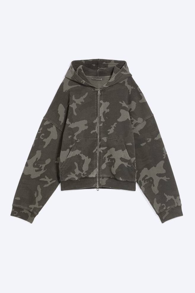 Oversized hoodie med tryck - Grå Camo - 1
