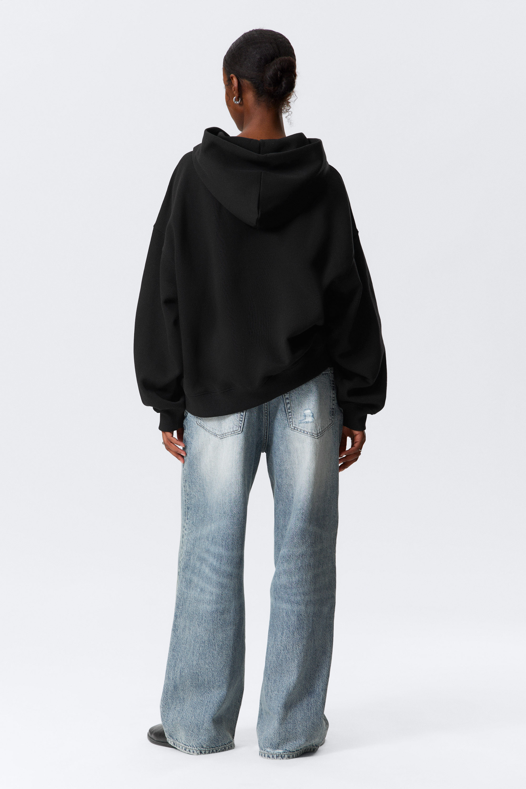 Schwarz - Oversized-Hoodie mit Reißverschluss - 2