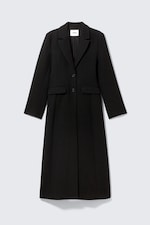 Noir - Manteau ajusté boutonné long - 4