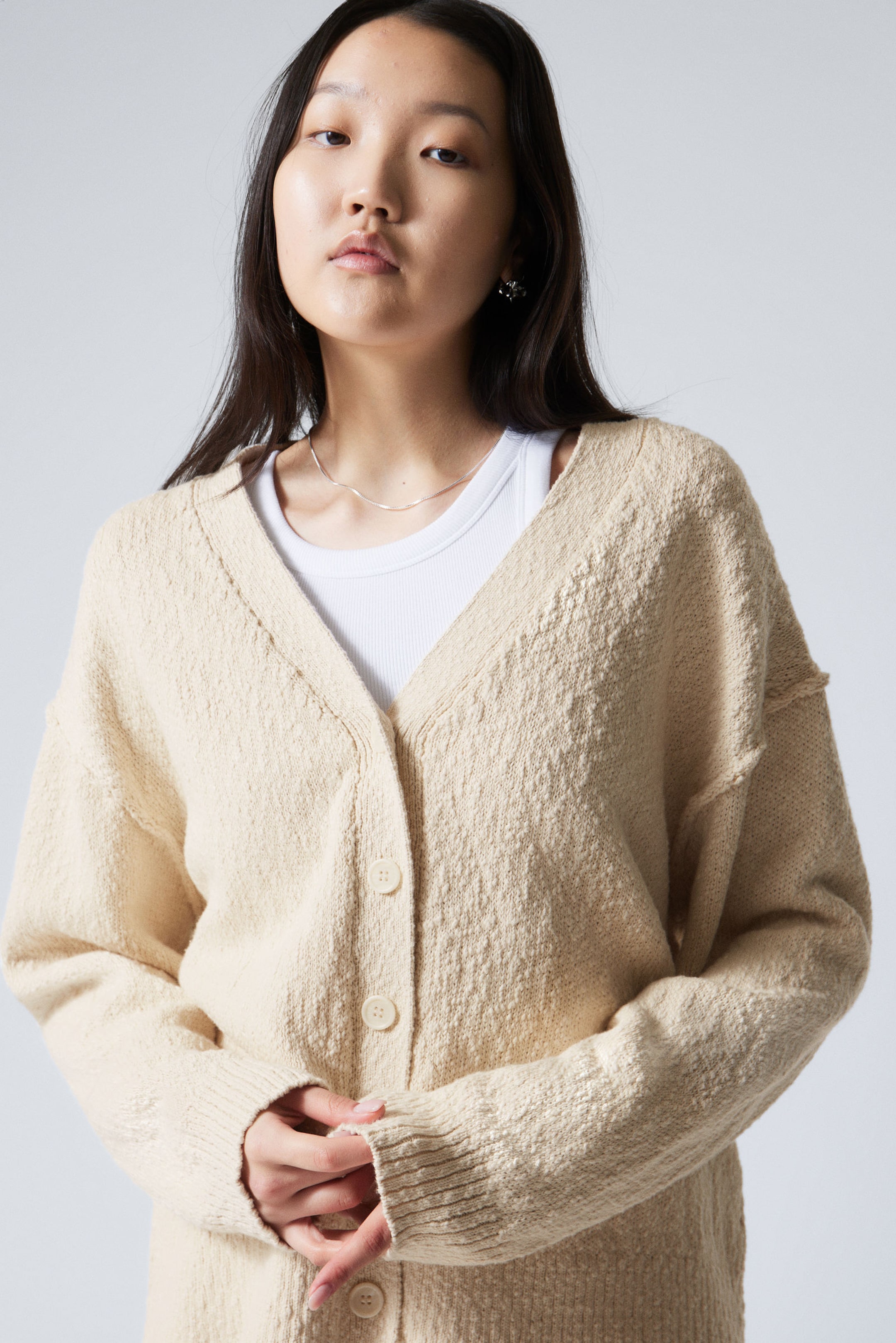 #DCD6C7 - Knitted Cotton Cardigan - 2