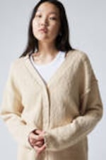 Light Beige - Knitted Cotton Cardigan - 1