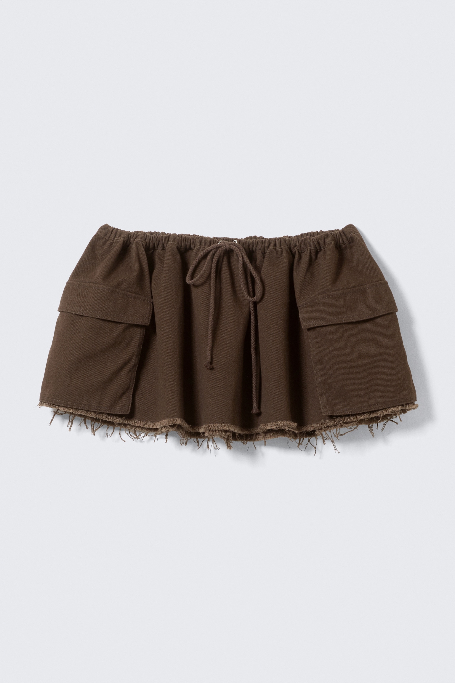 Utility-Minirock aus Twill - Dunkelbraun/Off-white - 2