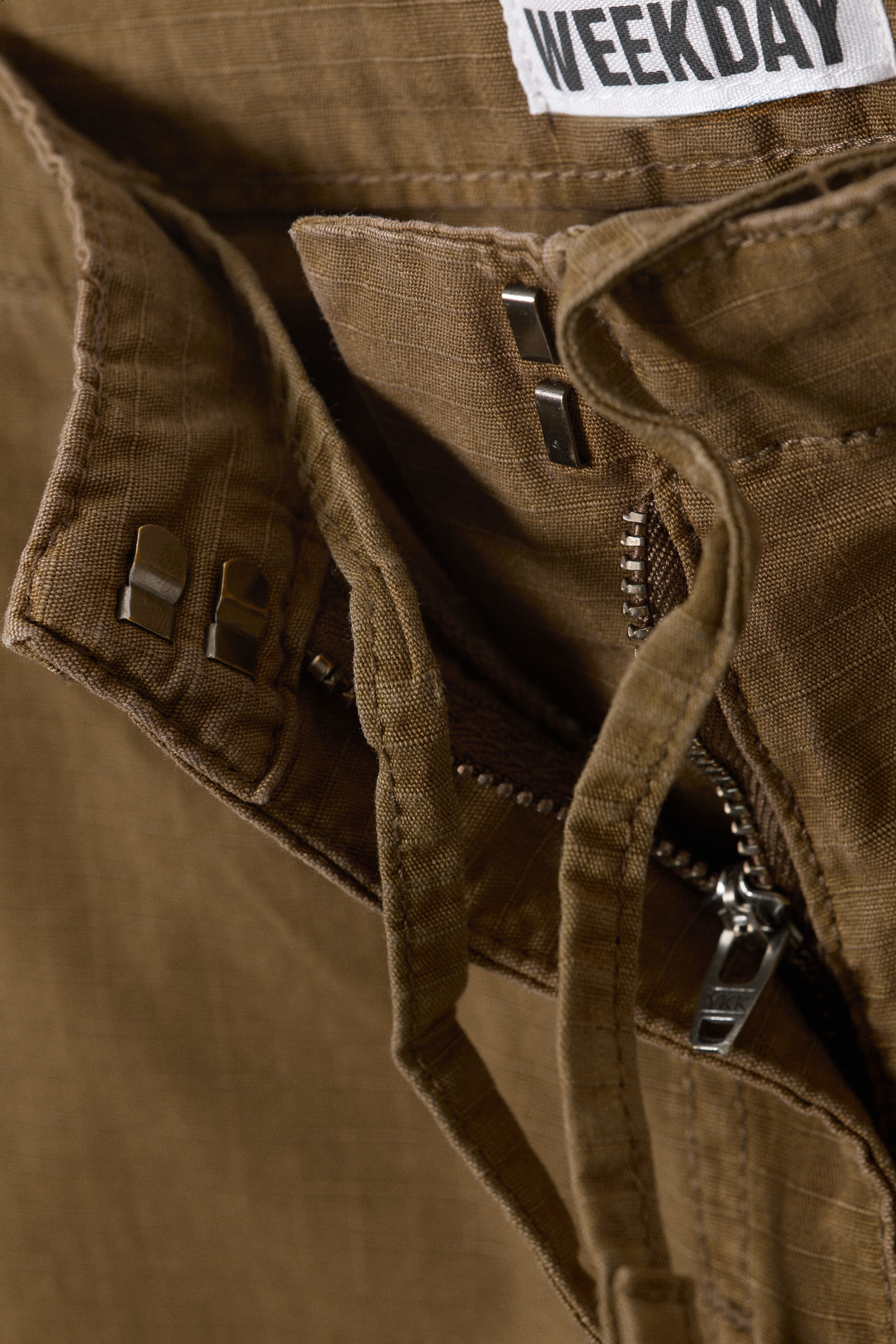 Donker kaki - Baggy ripstop broek met lage taille - 4