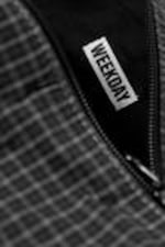 Checked Dark Grey - Slouchy Checkered Cotton Shoulder Bag - 4