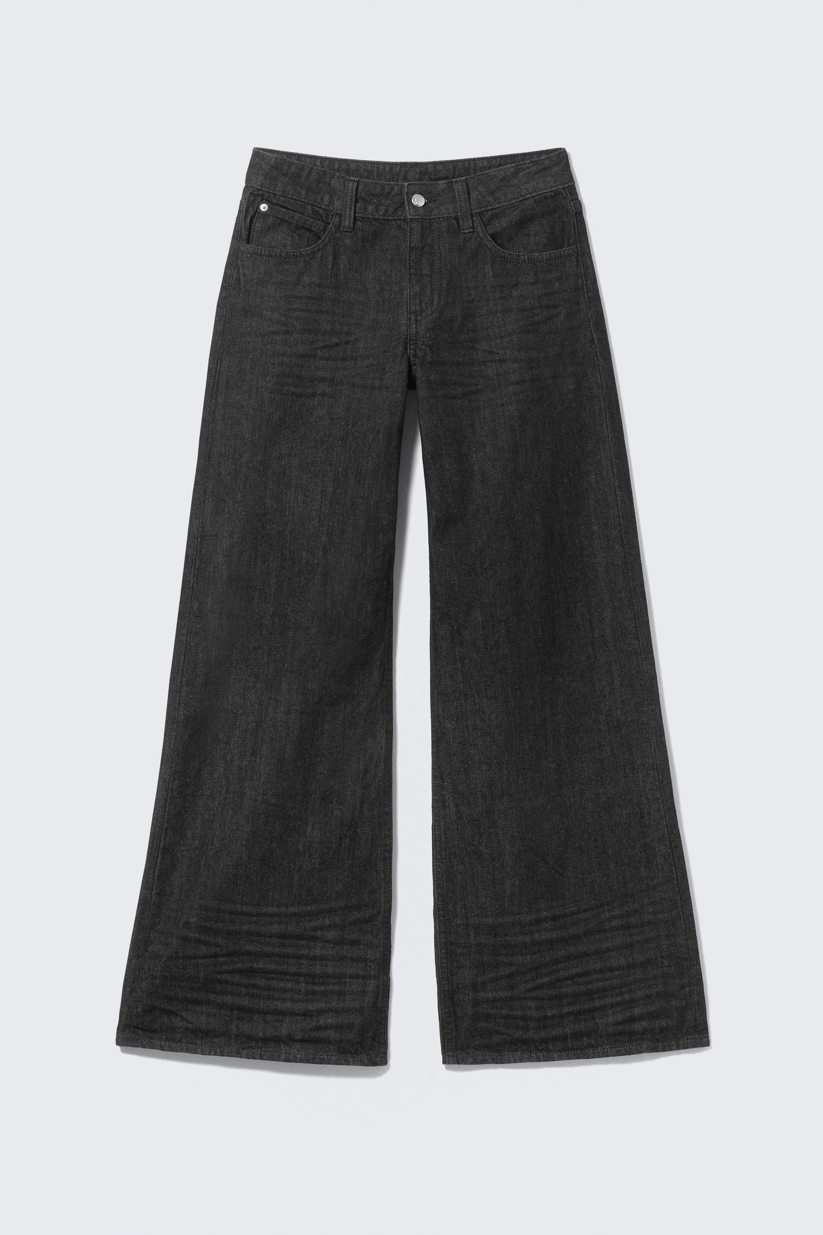 poser regular waist loose wide jeans - Extra Black Rinse