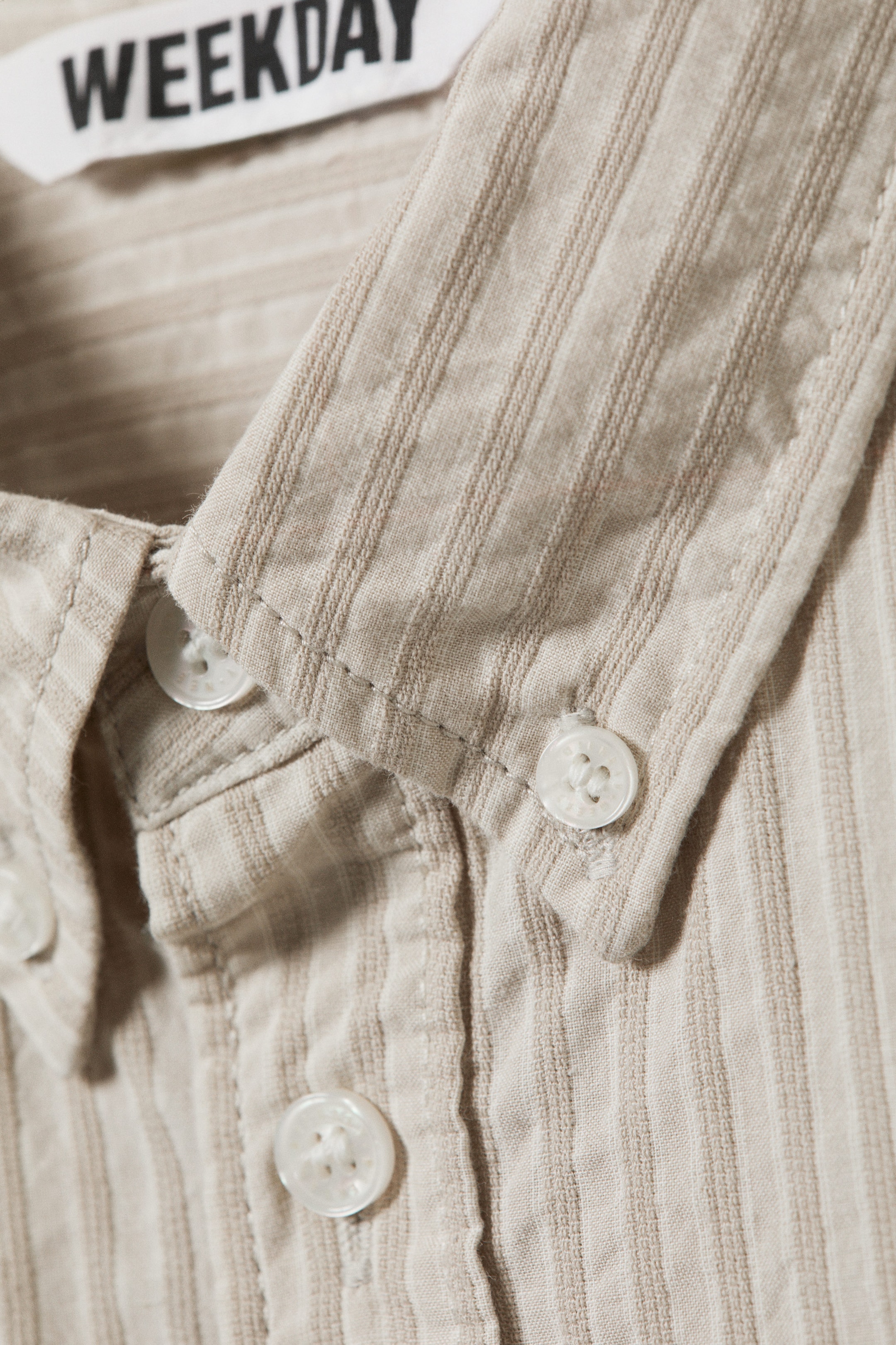 Beige rayé - Chemise boutonnée rayée décontractée - 6