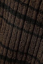 Striped Dark Brown - Relaxed Knitted V-neck Sweater - 1