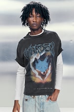 Svart - Warden - Boxig t-shirt med tryck - 0