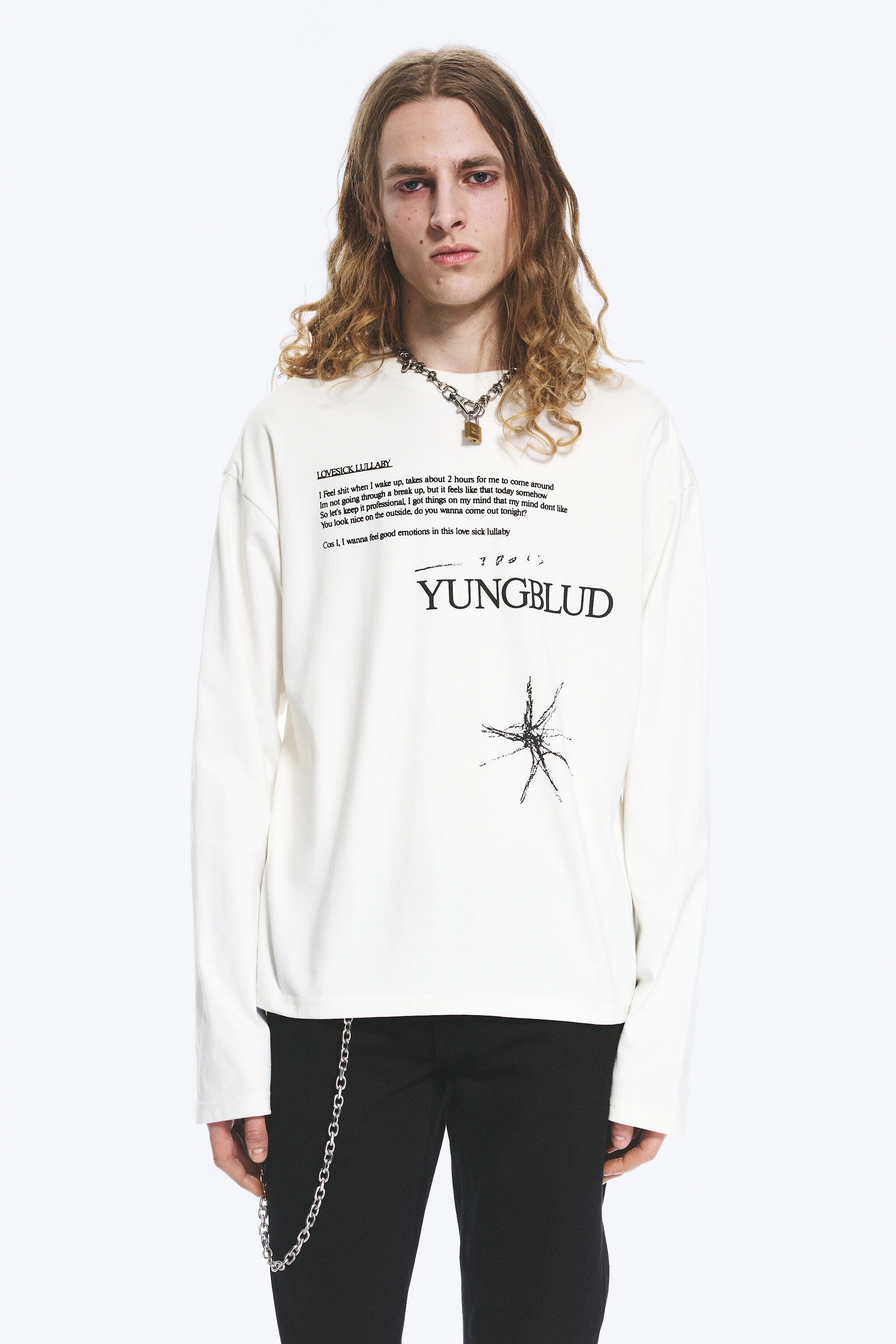 yungblud boxy printed long-sleeved tee - Off-white | Weekday WW