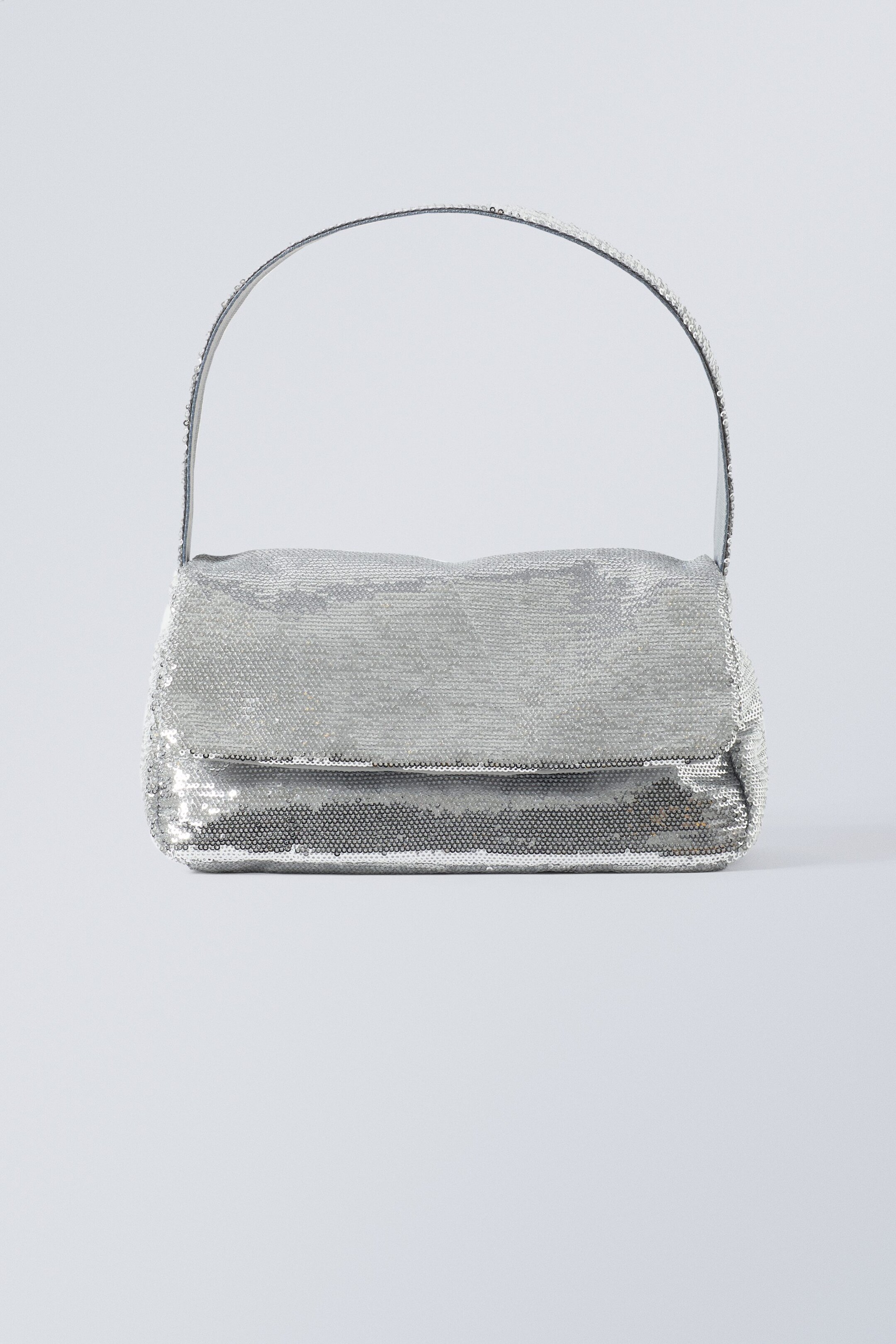 Silver - Aisha Sequin Handbag - 0