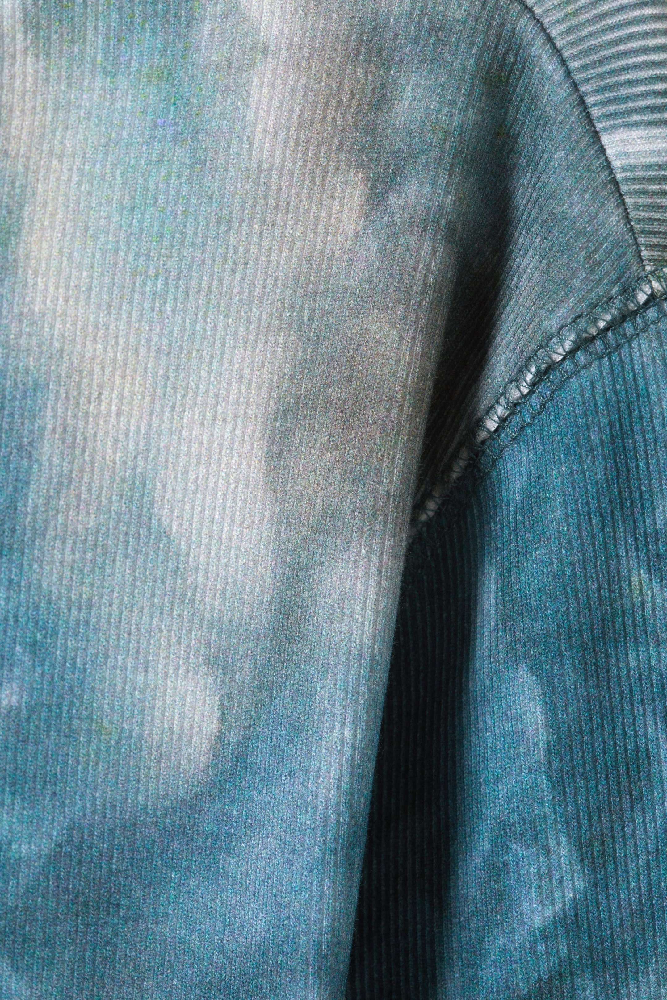 Grey & Blue Dragon Print - Ribbed Long-Sleeved T-shirt - 4