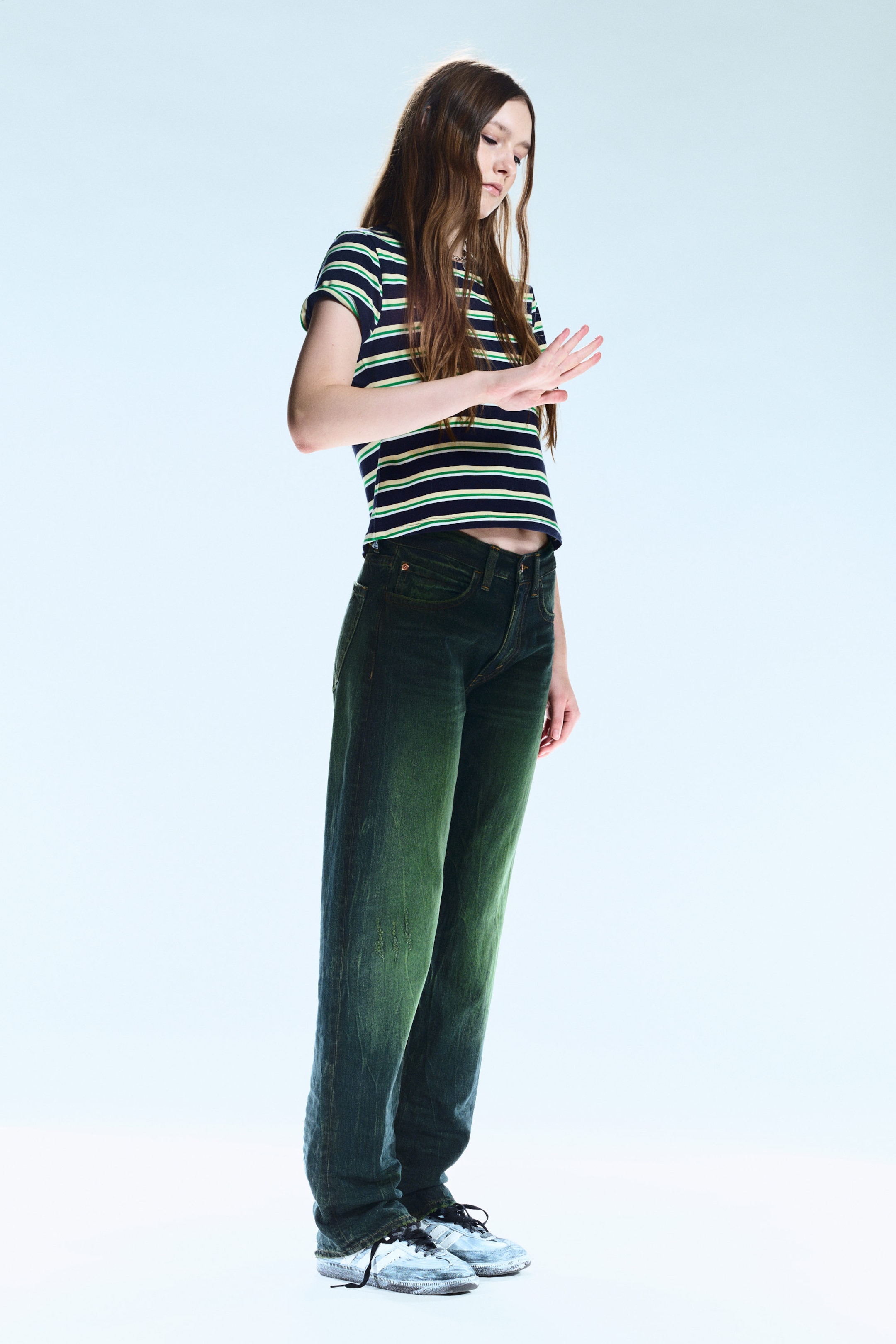 Marine Green - Grön - Anti Unisex Low Waist Regular Straight Jeans - 2