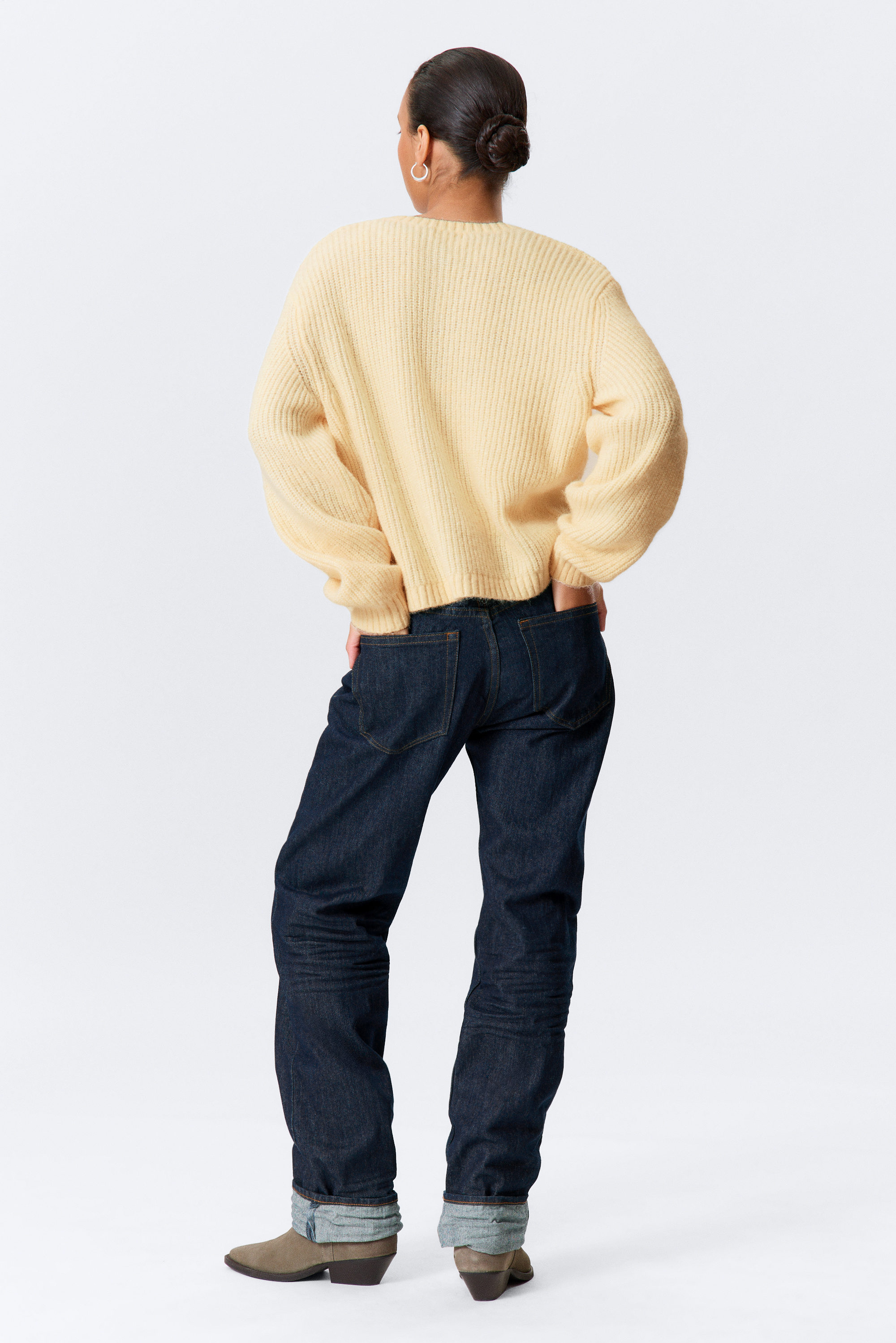 Ljusgul - Mjuk stickad cardigan - 2