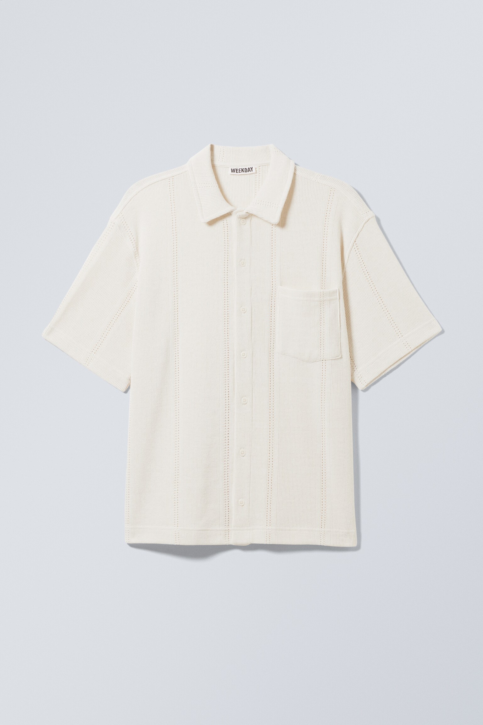 Camisa de punto abotonada de manga corta - Blanco roto/Negro/Topo oscuro/Gris claro/Verde caqui claro/Negro/Topo oscuro/Negro