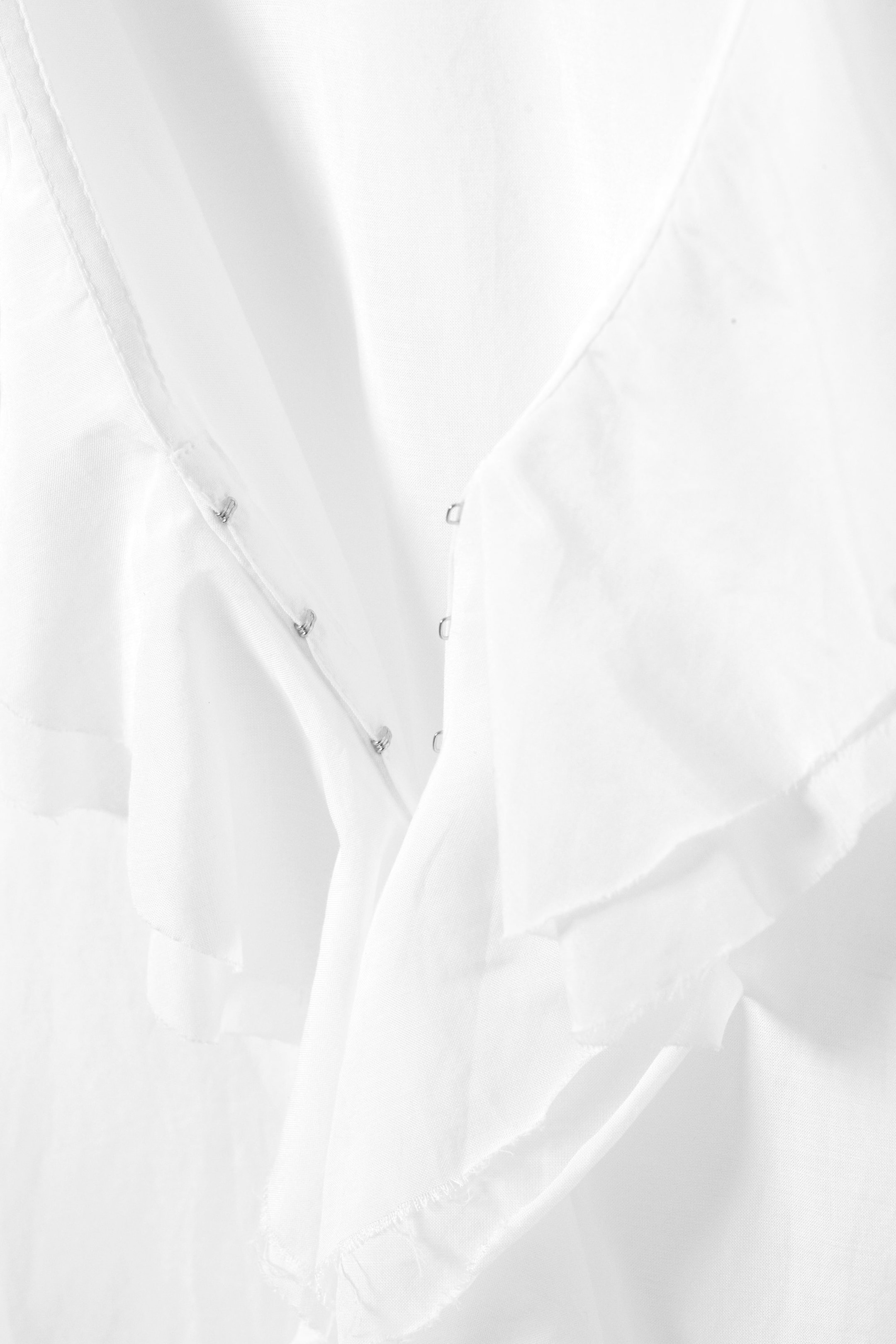 White - Frilled Long-Sleeved Wrap Blouse - 2