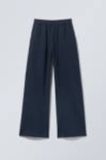 Navy Blue - Loose Straight Terry Sweatpants - 0