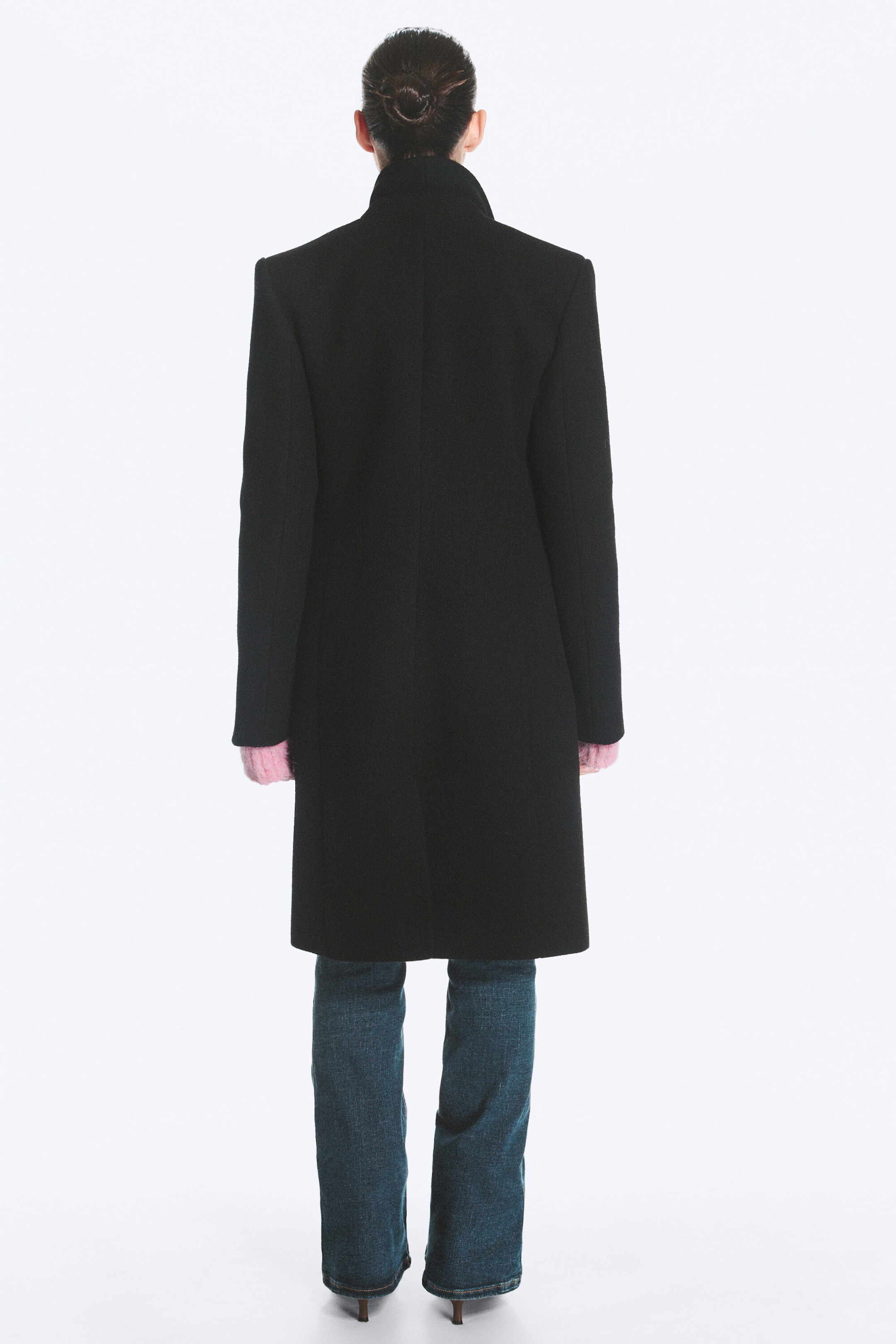 Black - 70s Knee-length wool coat - 3