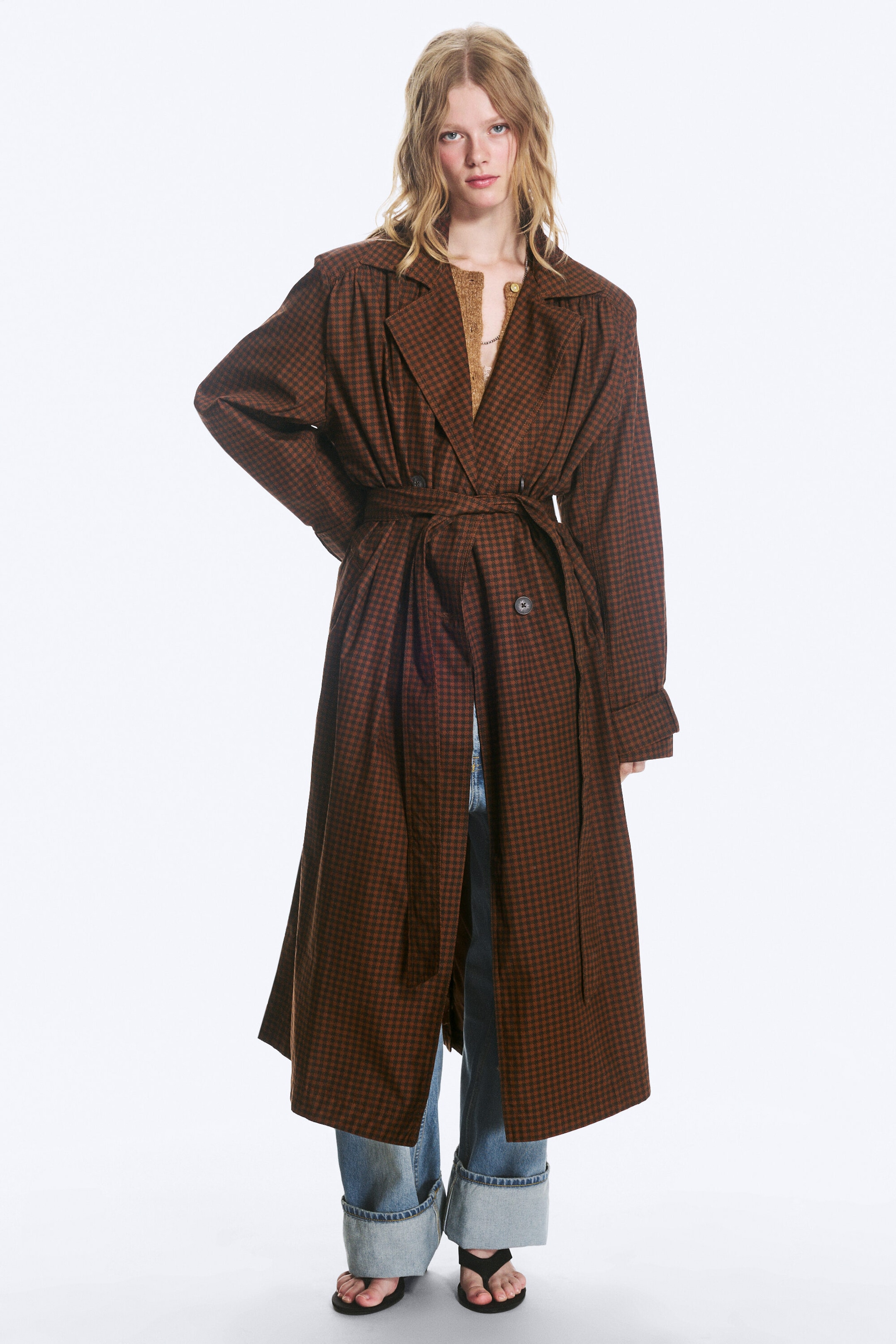 Brown - Oversized trenchcoat - 1