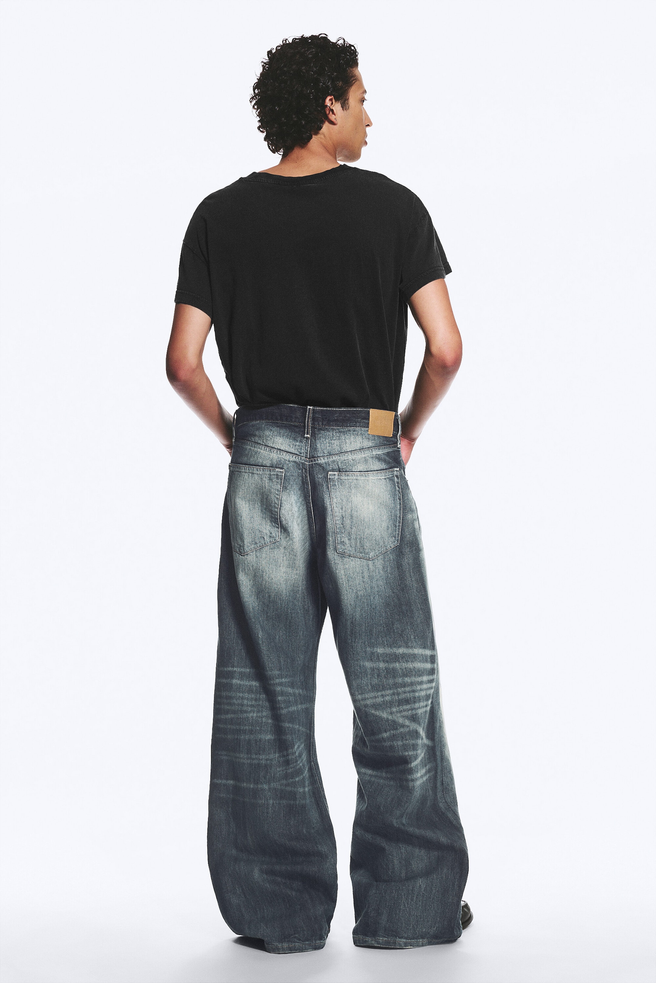 Laser Board Blue - Medium Blue - Solar Loose Wide Leg Unisex Jeans - 5