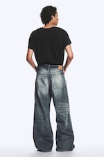 Laser Board Blue - Medium Blue - Solar Loose Wide Leg Unisex Jeans - 5