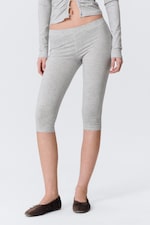 Grey Melange - Soft Mid Rise Capri Leggings - 1