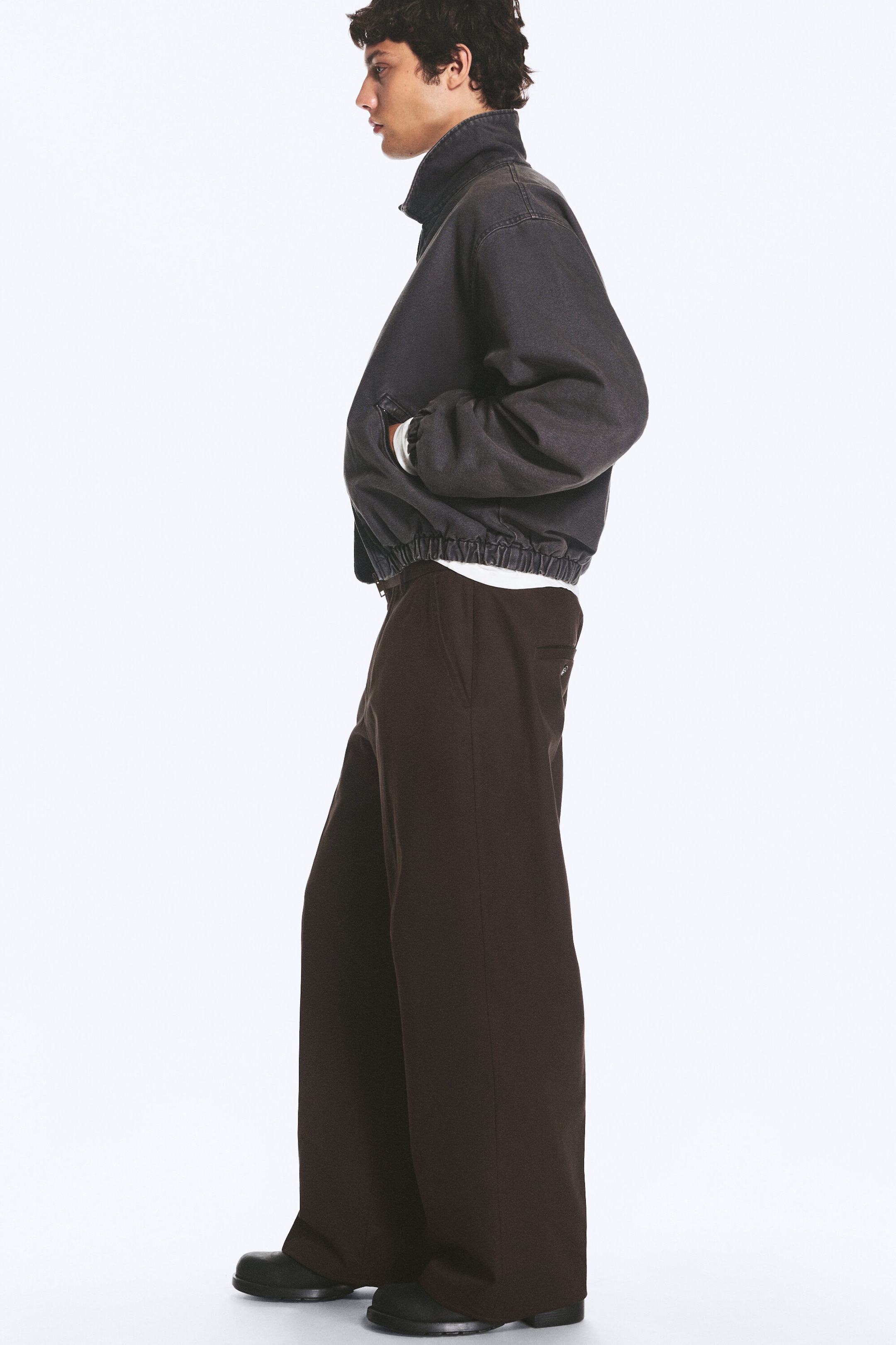 Dark Brown - Emil Loose Fit Chino Trousers - 3