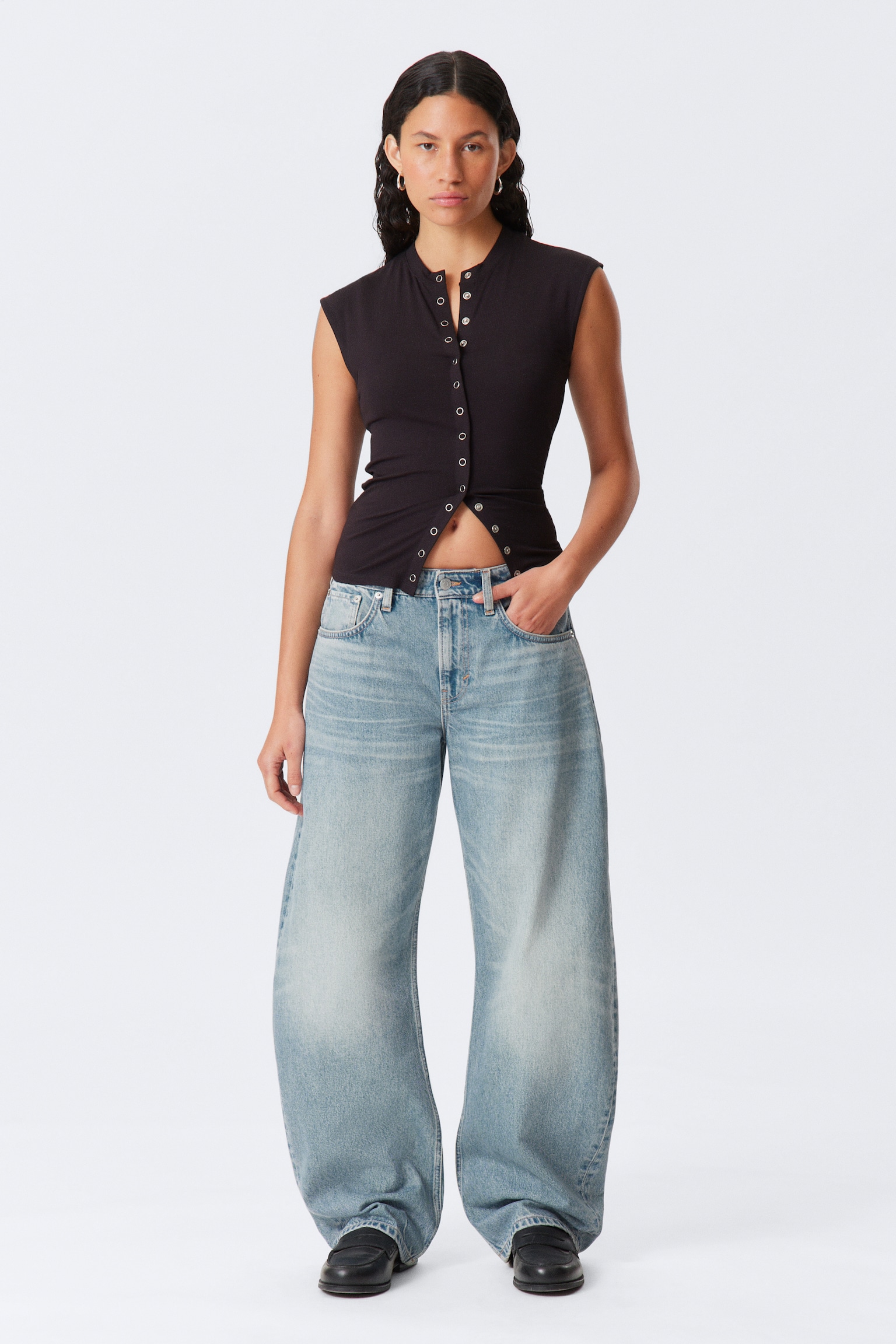 Abell Mid Rise Regular Cocoon Leg Jeans - Seventeen Blue - Bleu moyen/Canyon Grey – Gris moyen - 8