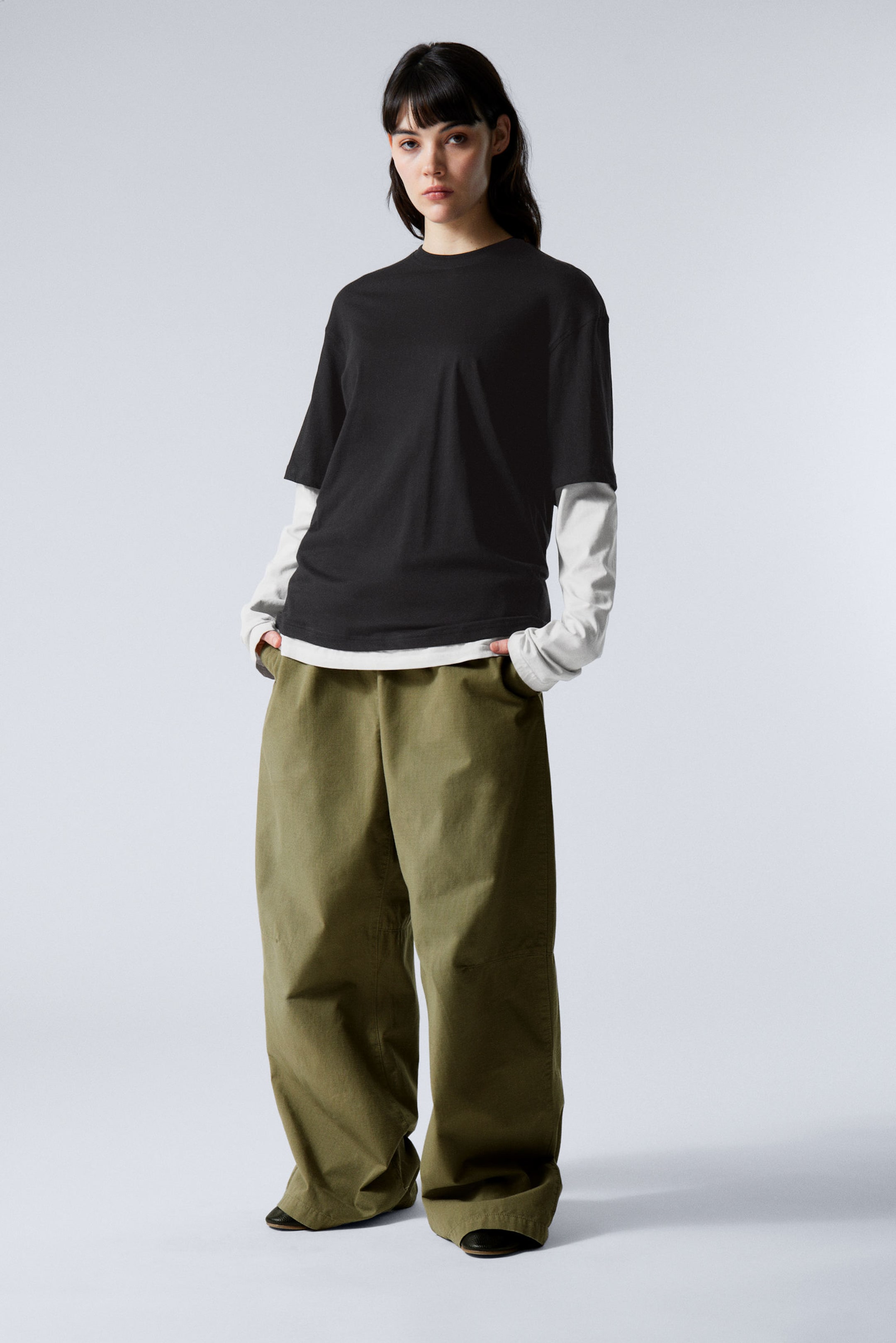 Schwarz & Weiß - Doppellagiges Longsleeve-Shirt - 2