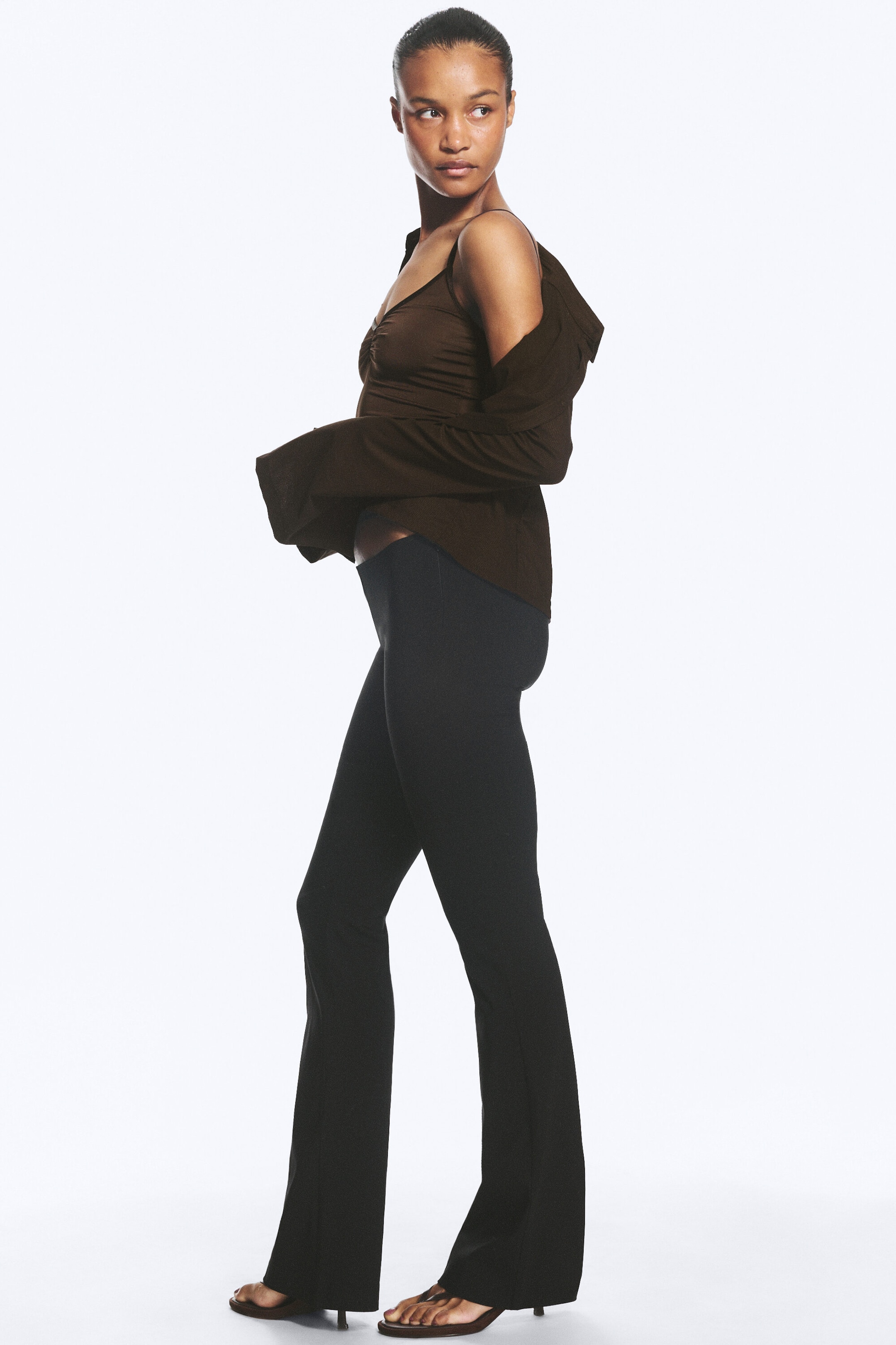 Noir - Pantalon bootcut taille basse - 1