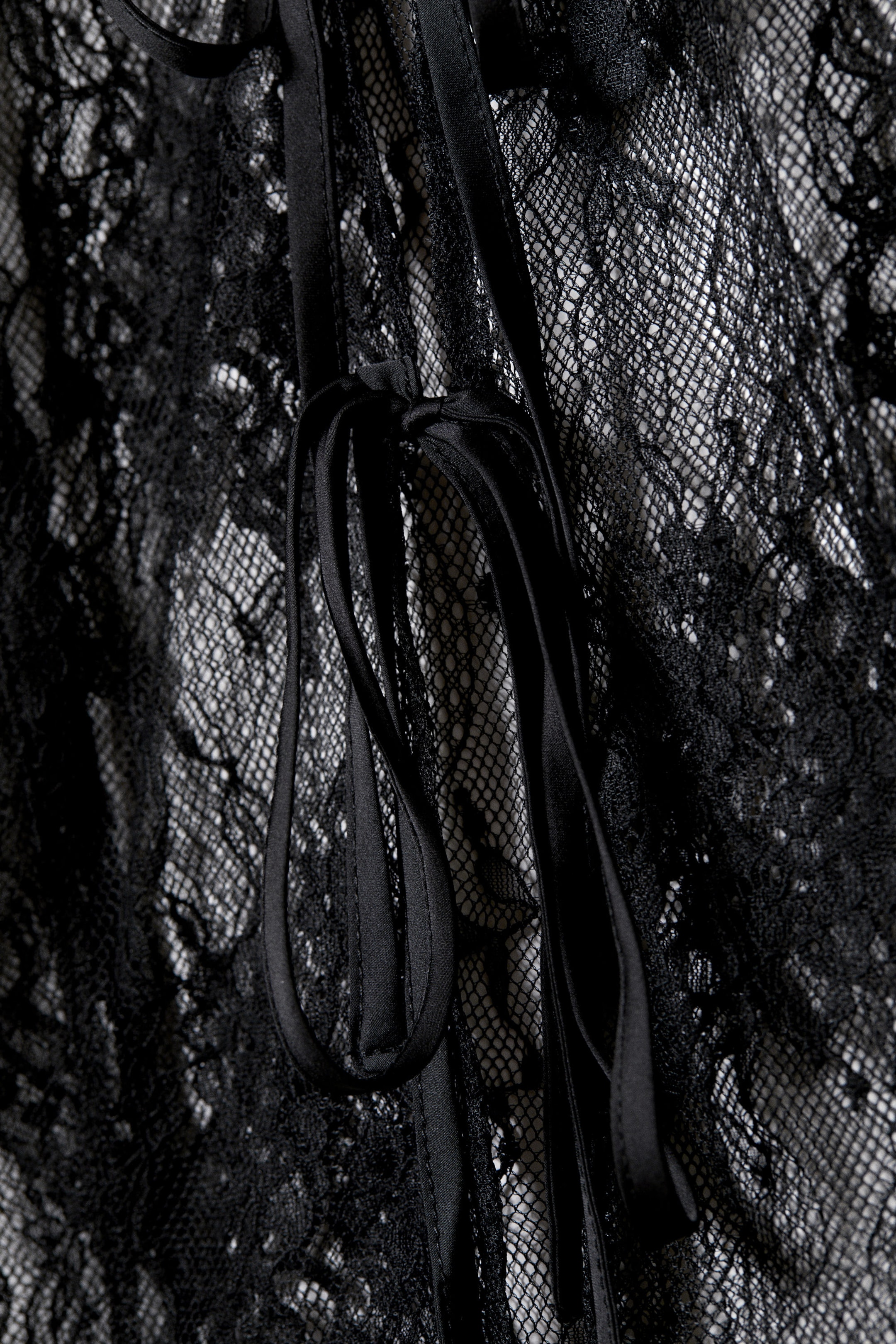 Black - Lace Tie-Front Top - 5