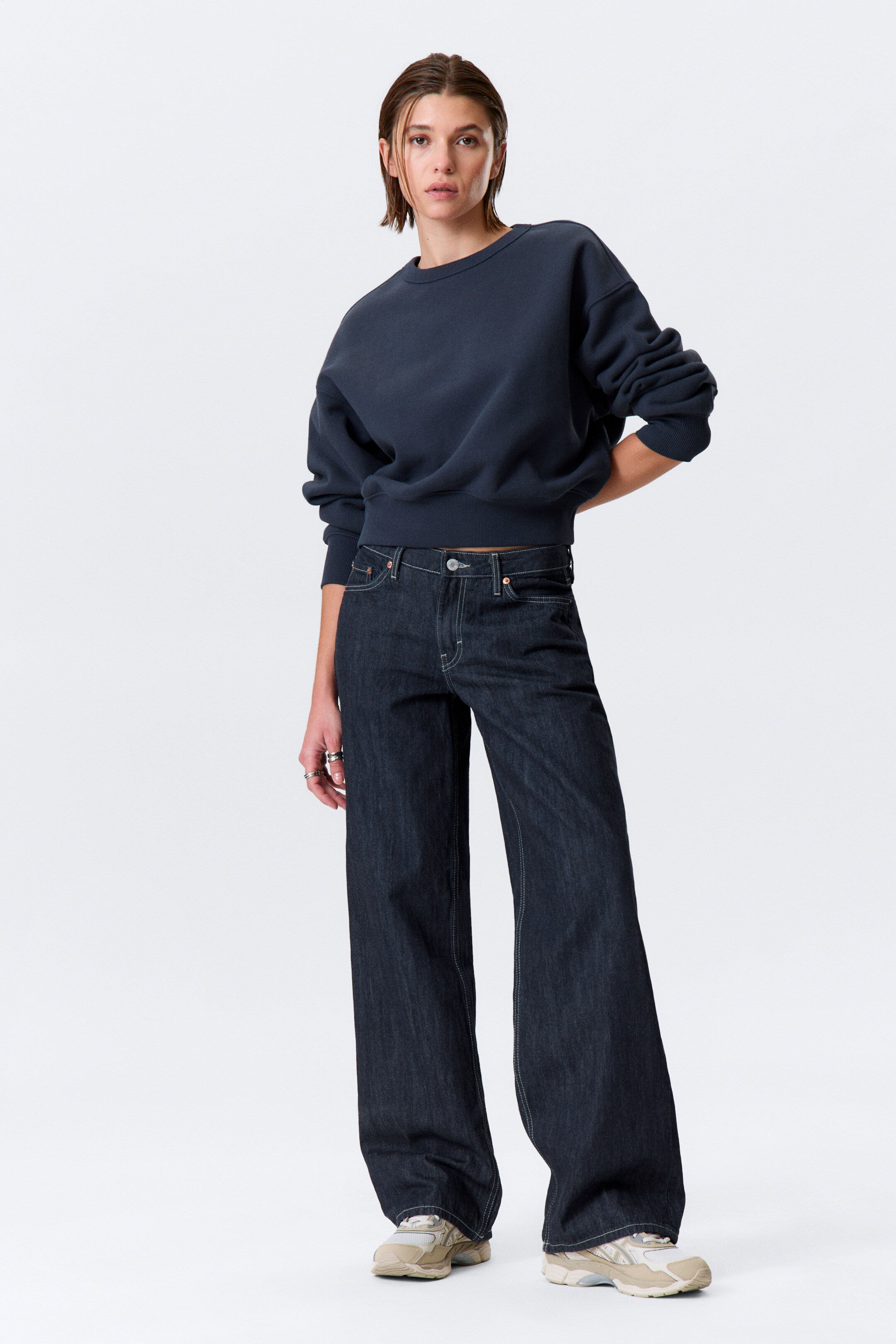 Agrandir l'image: Jean jambe large taille basse Ample - Blue Rinse – Bleu foncé - FEMME | H&M CH 3