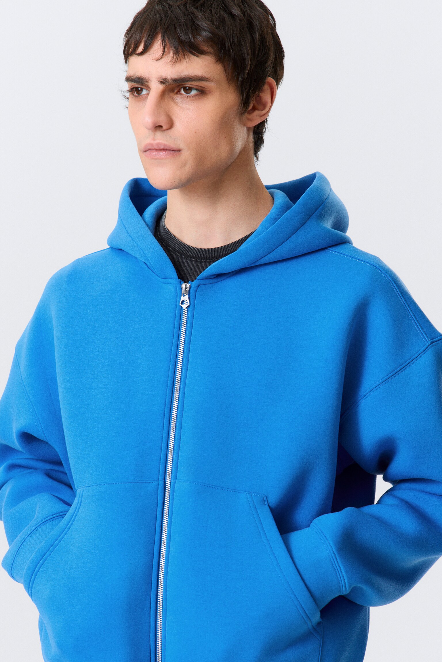 Felpa Simon in scuba con cappuccio e cerniera - Blu brillante/Nero/Grigio mélange/Blu scuro/Grigio scuro mélange/Grigio chiaro mélange/Marrone scuro - 4