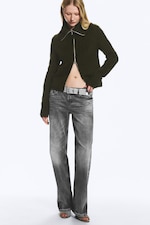 Mørkegrønn - Mohairblanding cardigan med glidelås - 2