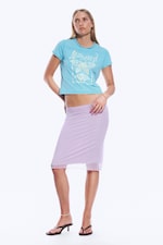 Light Purple - Layered Mesh Midi Skirt - 0