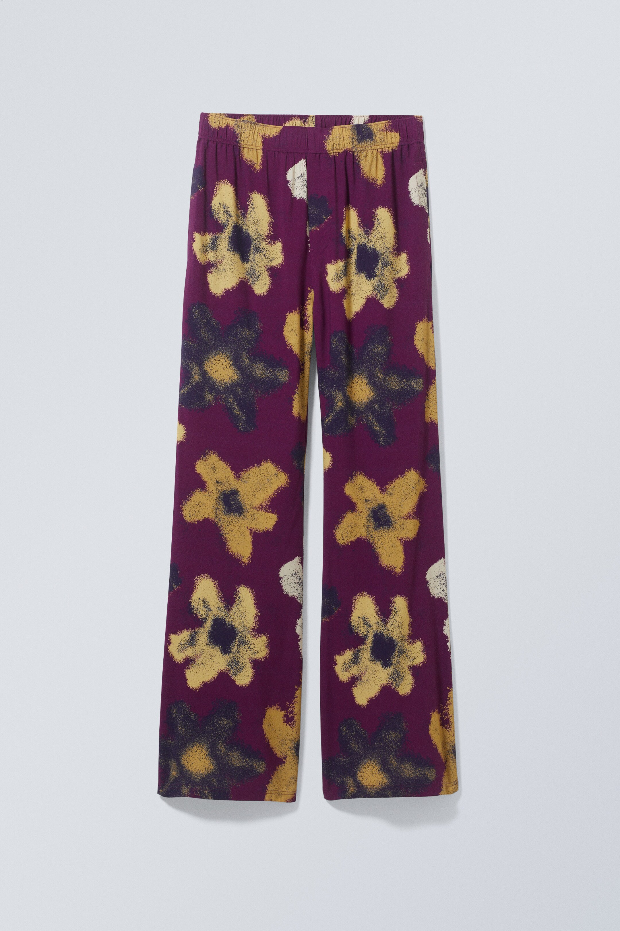 Burgundy Flower Print - Ken Flared Trousers - 0
