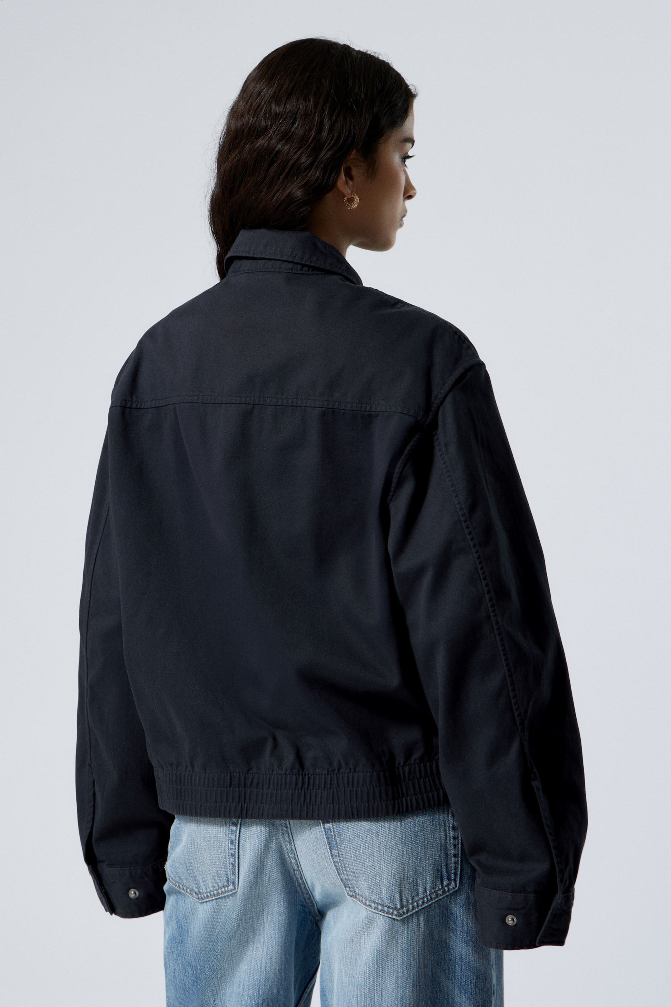 Dunkelblau - Lockere Zip-Jacke aus Baumwoll-Twill - 3