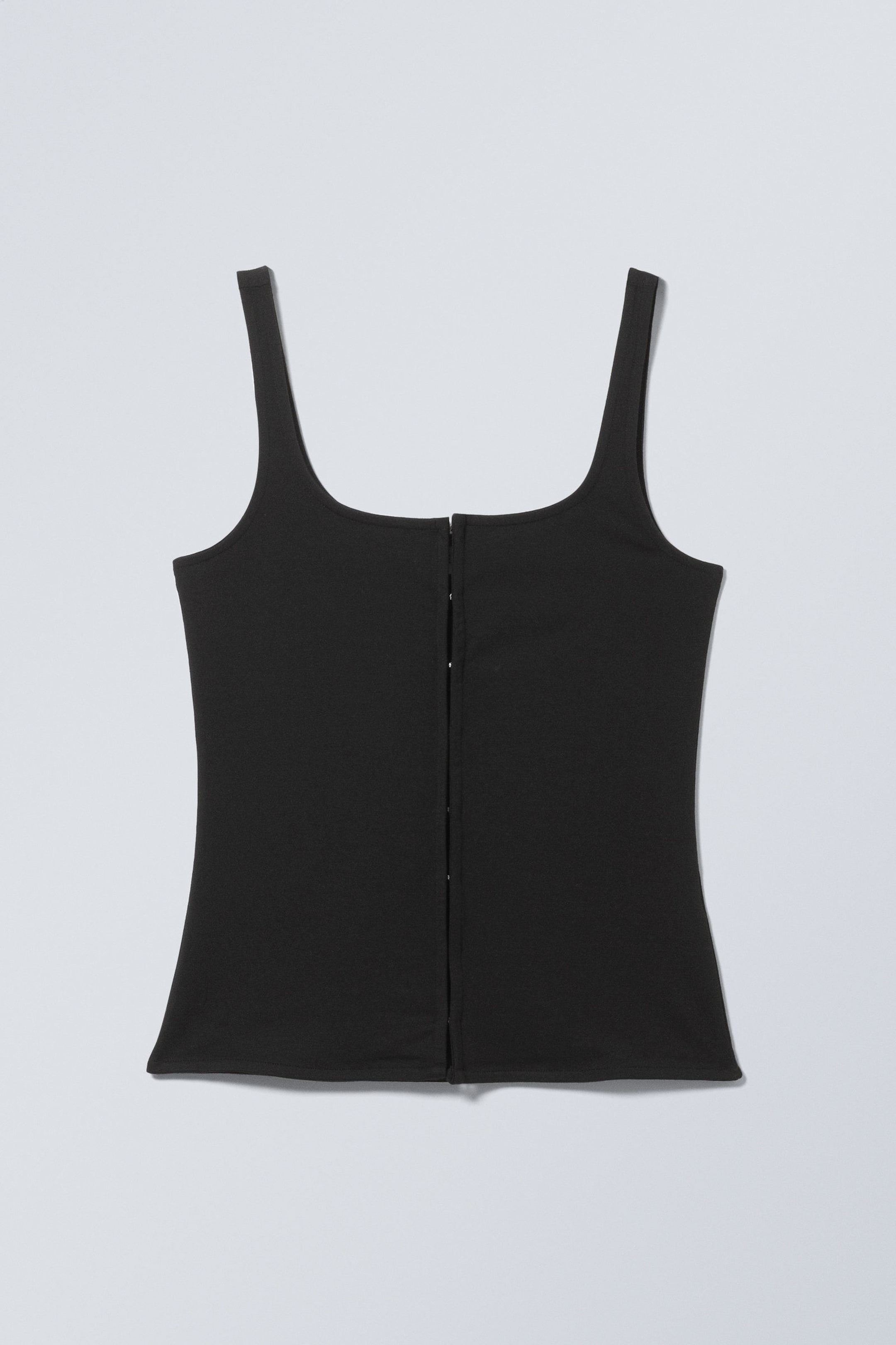 Schwarz - Oberteil mit eckigem Ausschnitt und offenem Look - 0