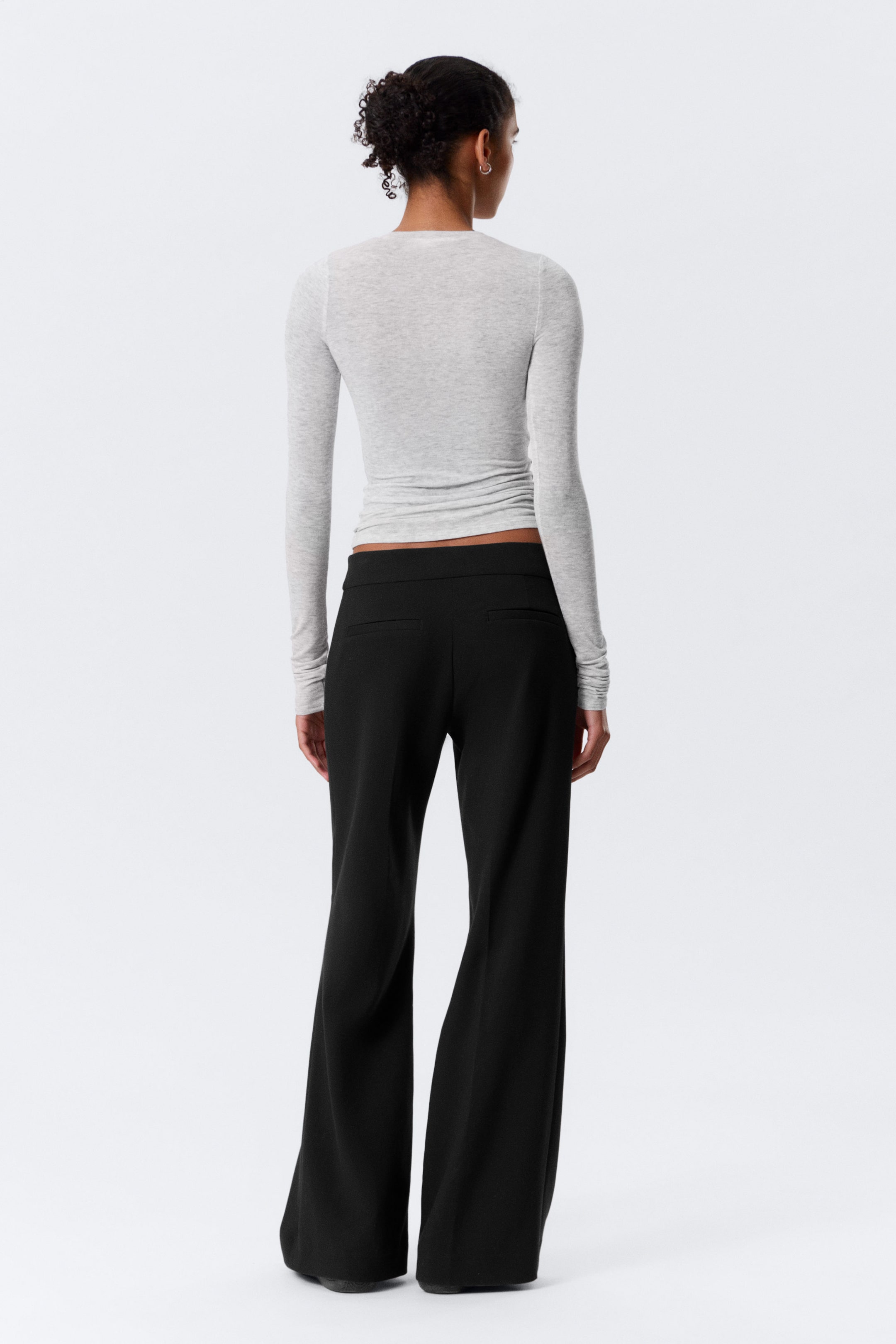 Black - Mid Rise Flared Suiting Trousers - 3