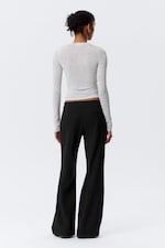 Black - Mid Rise Flared Suiting Trousers - 3