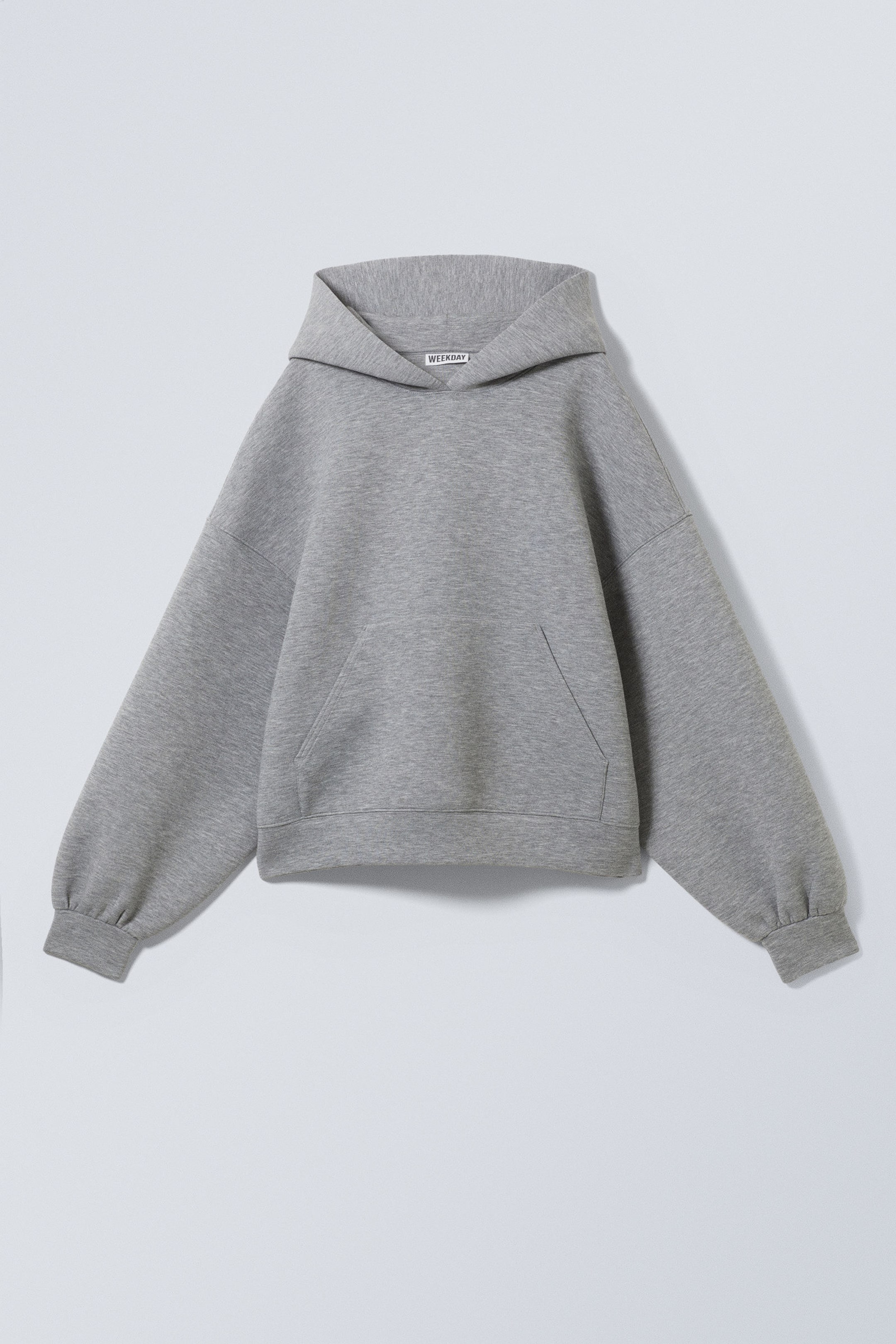 Grey Melange - Oversized Scuba Hoodie - 4