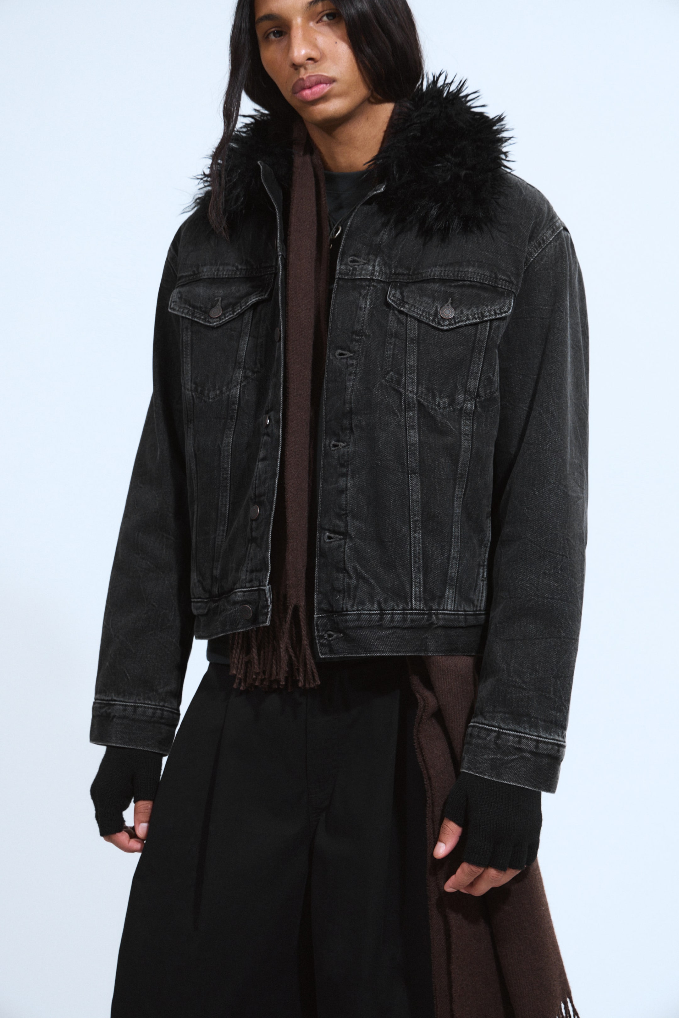 Risso Black - Black - Padded Denim Jacket - 1