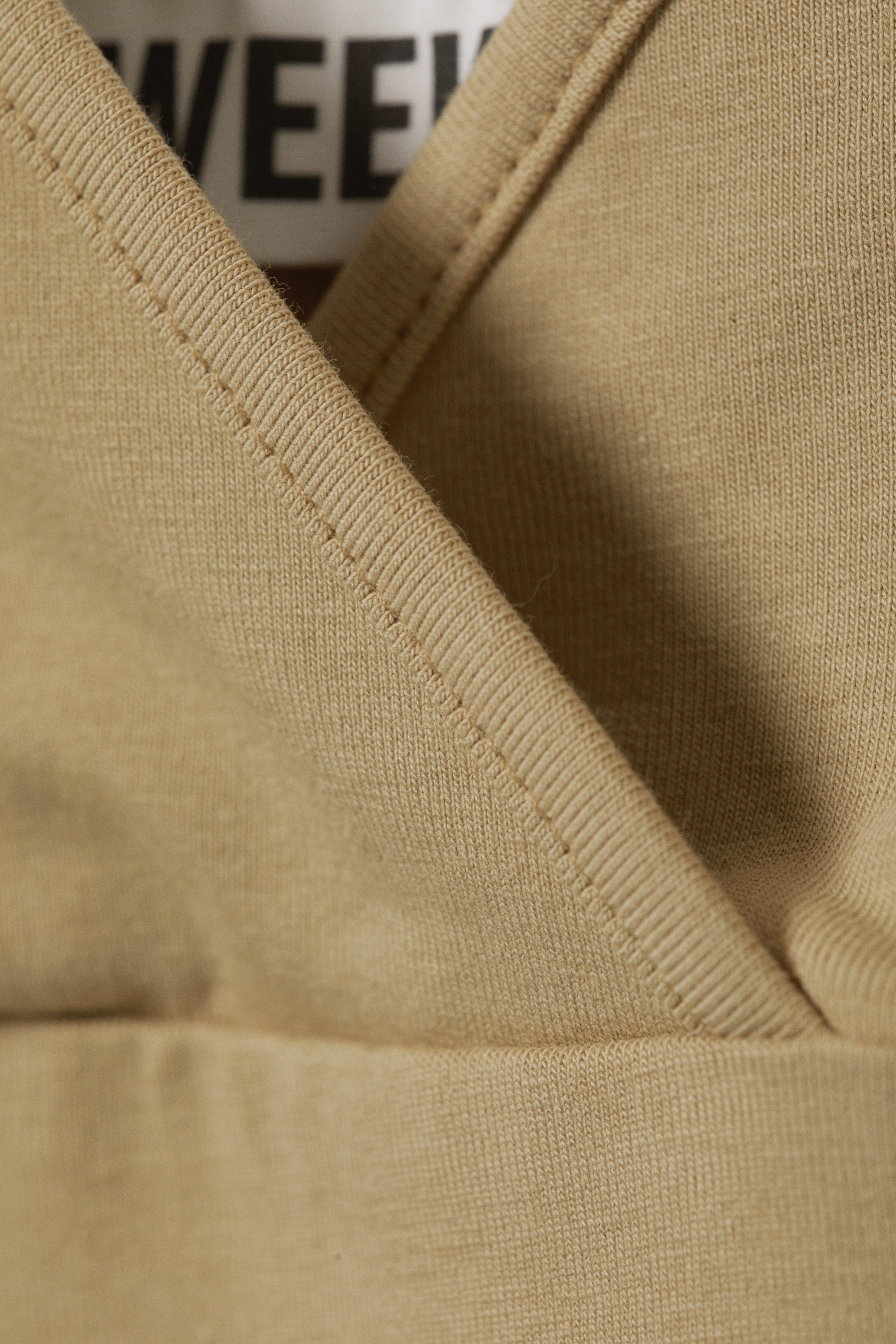 Beige - V-neck Cotton Singlet - 2